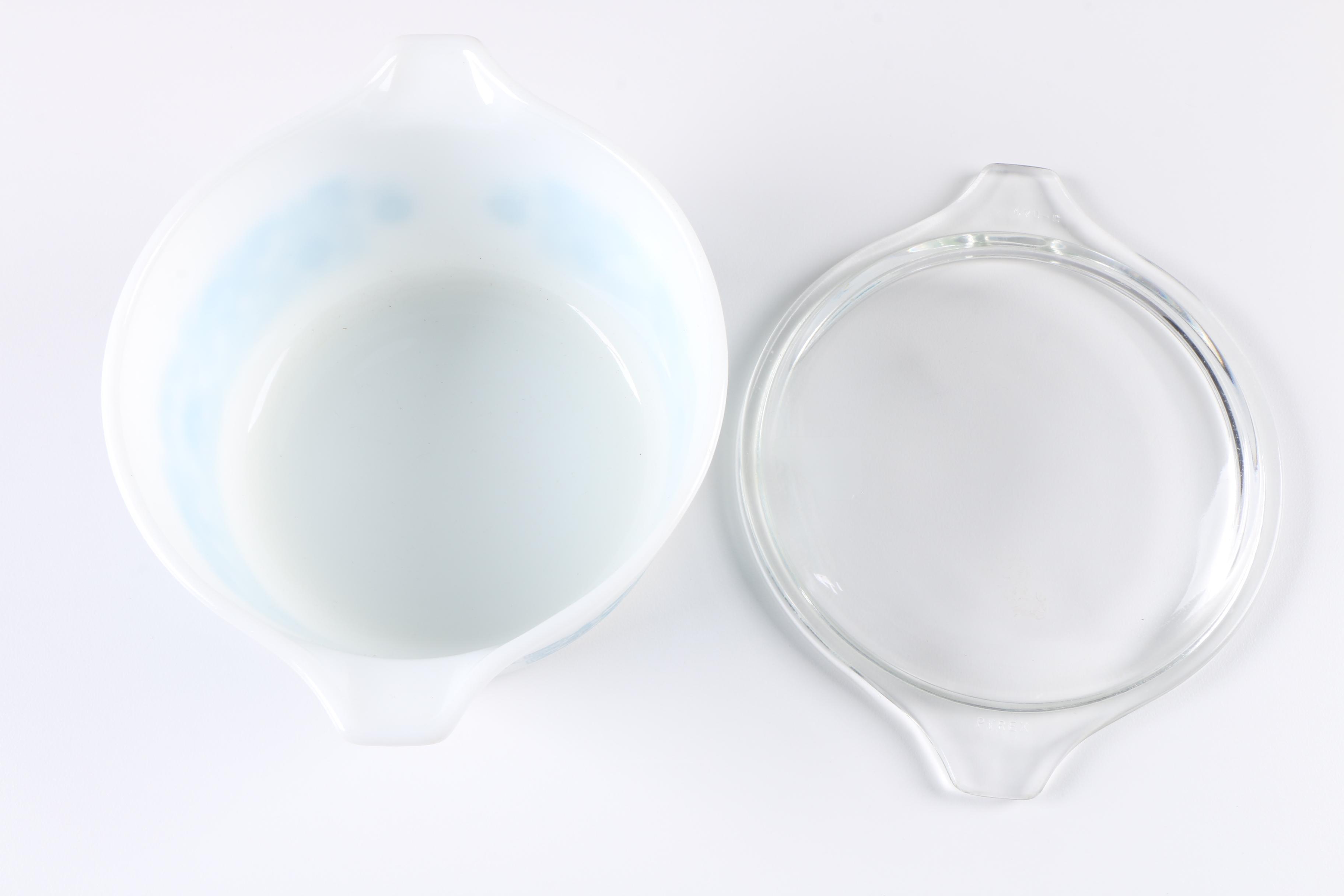 Pyrex "Horizon Blue" Refrigerator Dish and Casserole Dish, Circa 1969-1972