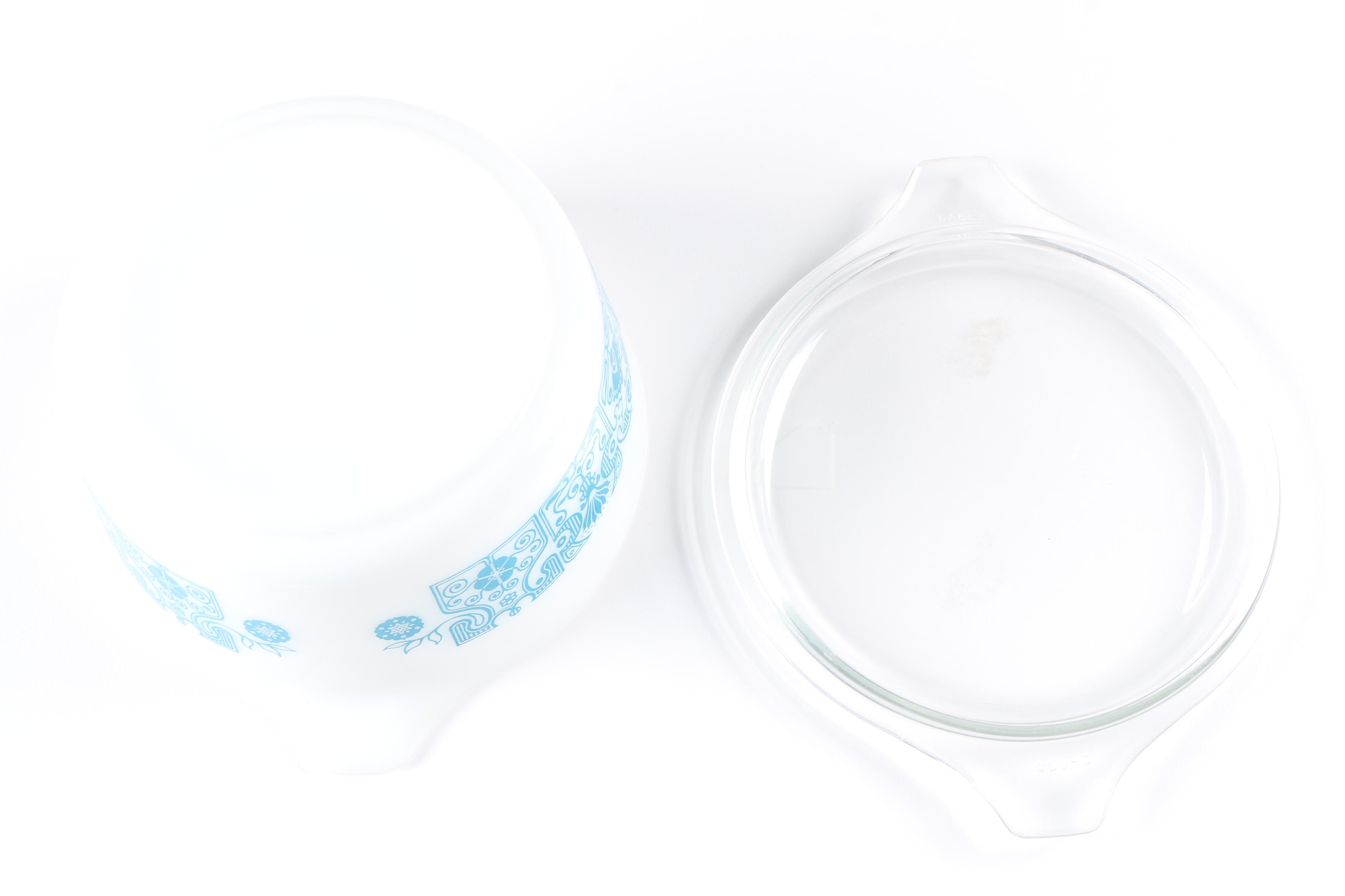 Pyrex "Horizon Blue" Refrigerator Dish and Casserole Dish, Circa 1969-1972