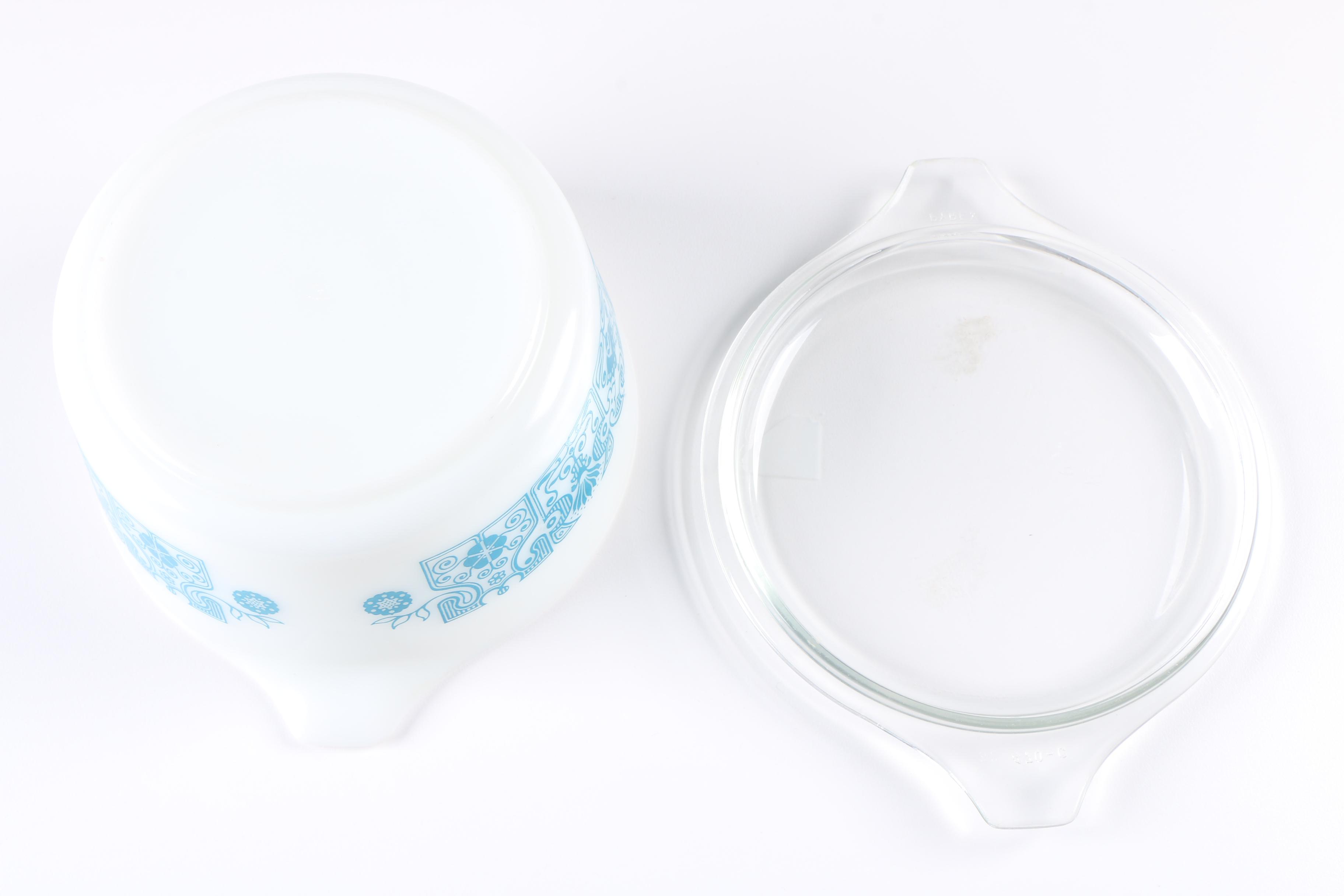 Pyrex "Horizon Blue" Refrigerator Dish and Casserole Dish, Circa 1969-1972