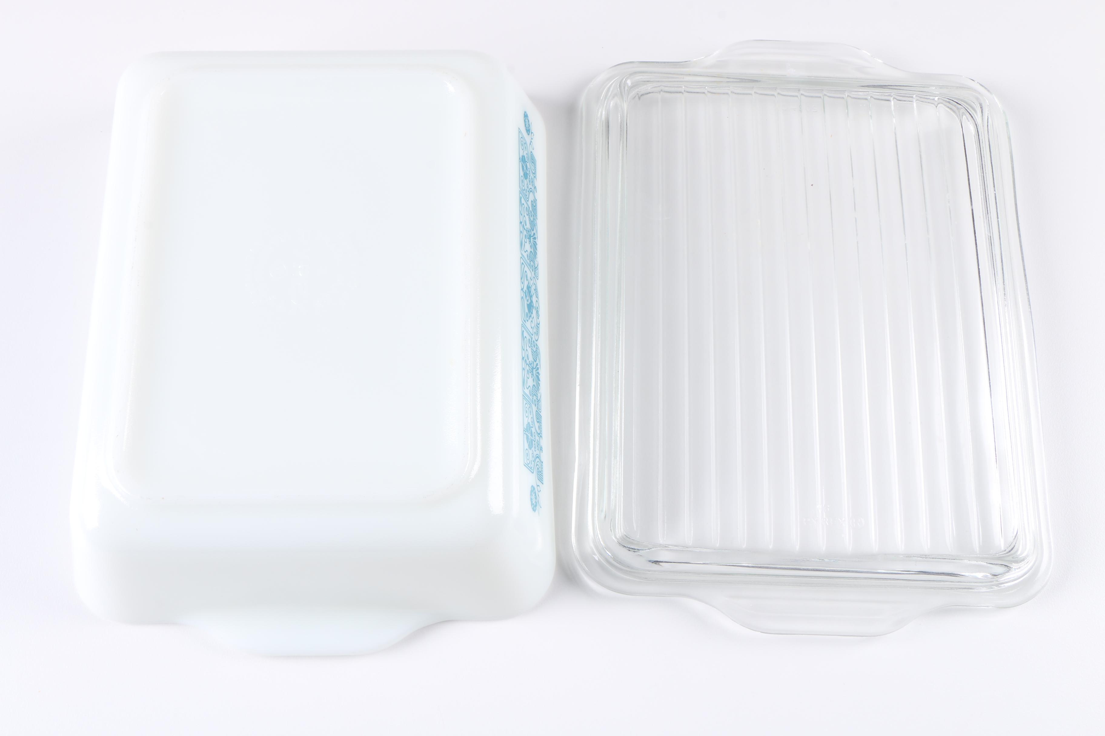 Pyrex "Horizon Blue" Refrigerator Dish and Casserole Dish, Circa 1969-1972