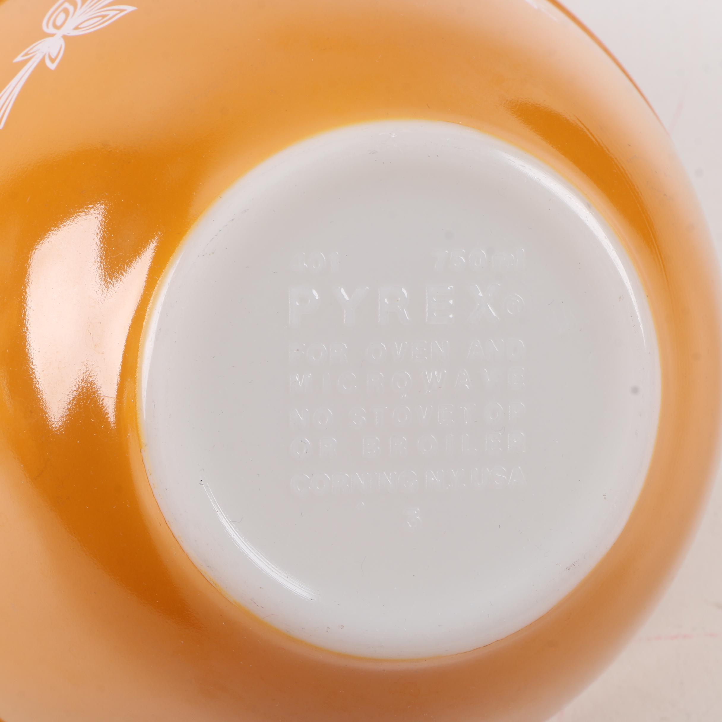 Vintage Pyrex "Butterfly Gold" Mixing Bowls and Baking Dishes 1972-81