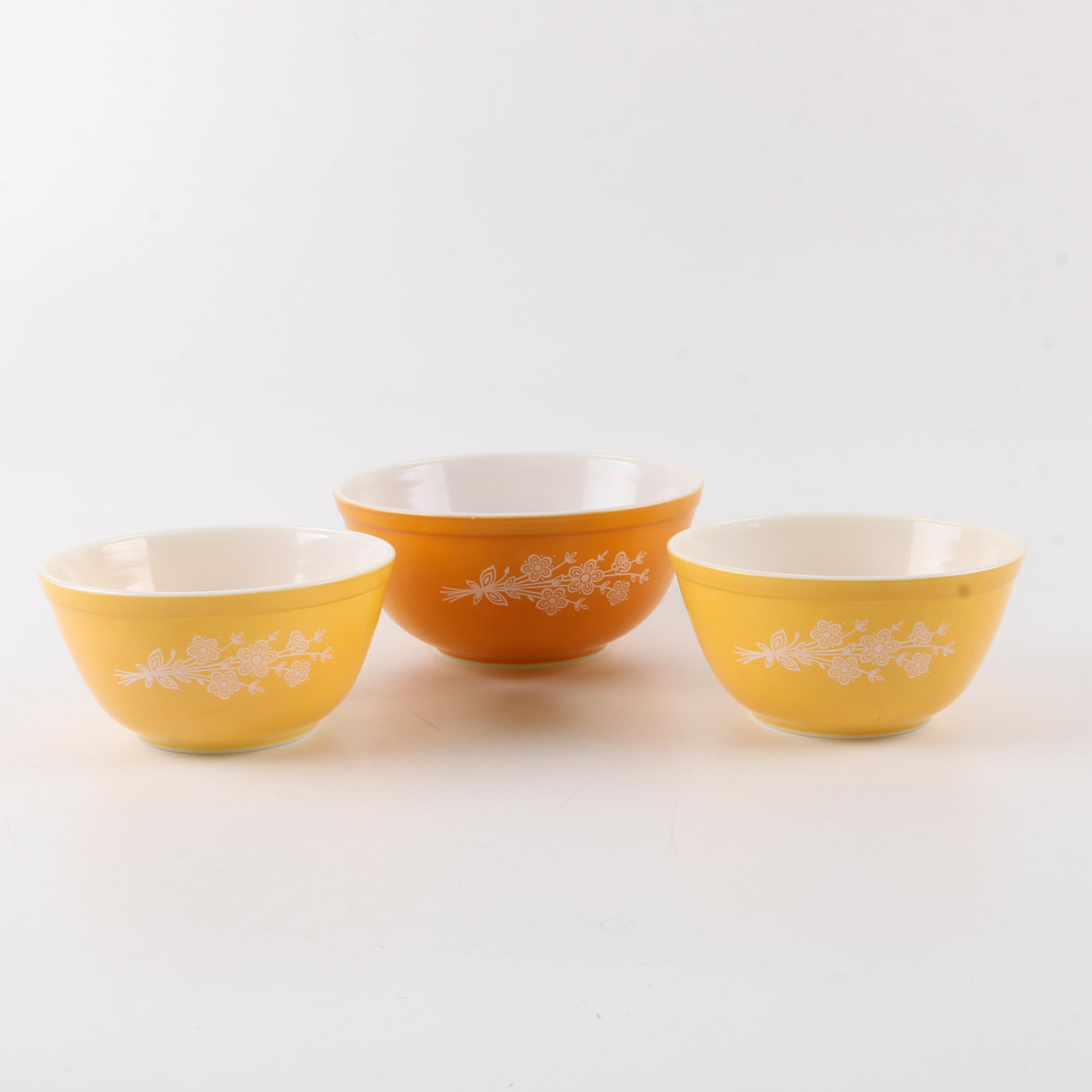 Vintage Pyrex "Butterfly Gold" Mixing Bowls and Baking Dishes 1972-81