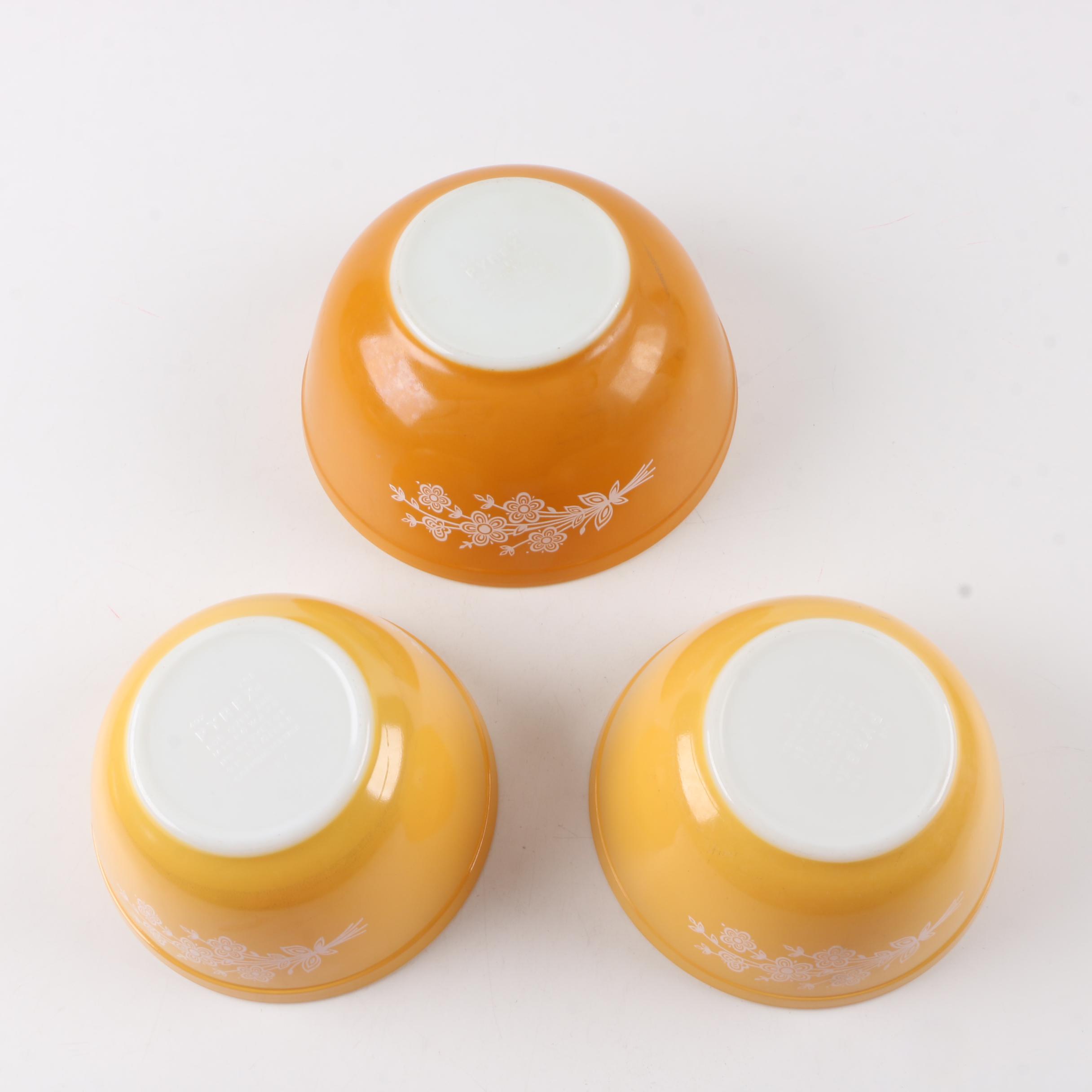 Vintage Pyrex "Butterfly Gold" Mixing Bowls and Baking Dishes 1972-81