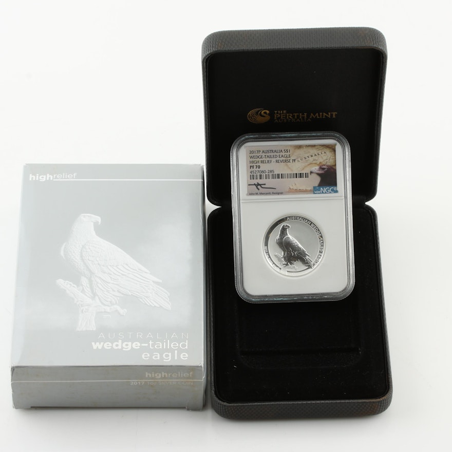 NGC Graded PF70 2017 Australia $1 Wedge-Tailed Eagle Proof Coin