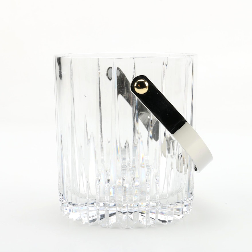 Crystal Ice Bucket with Silver Tone Bail Handle