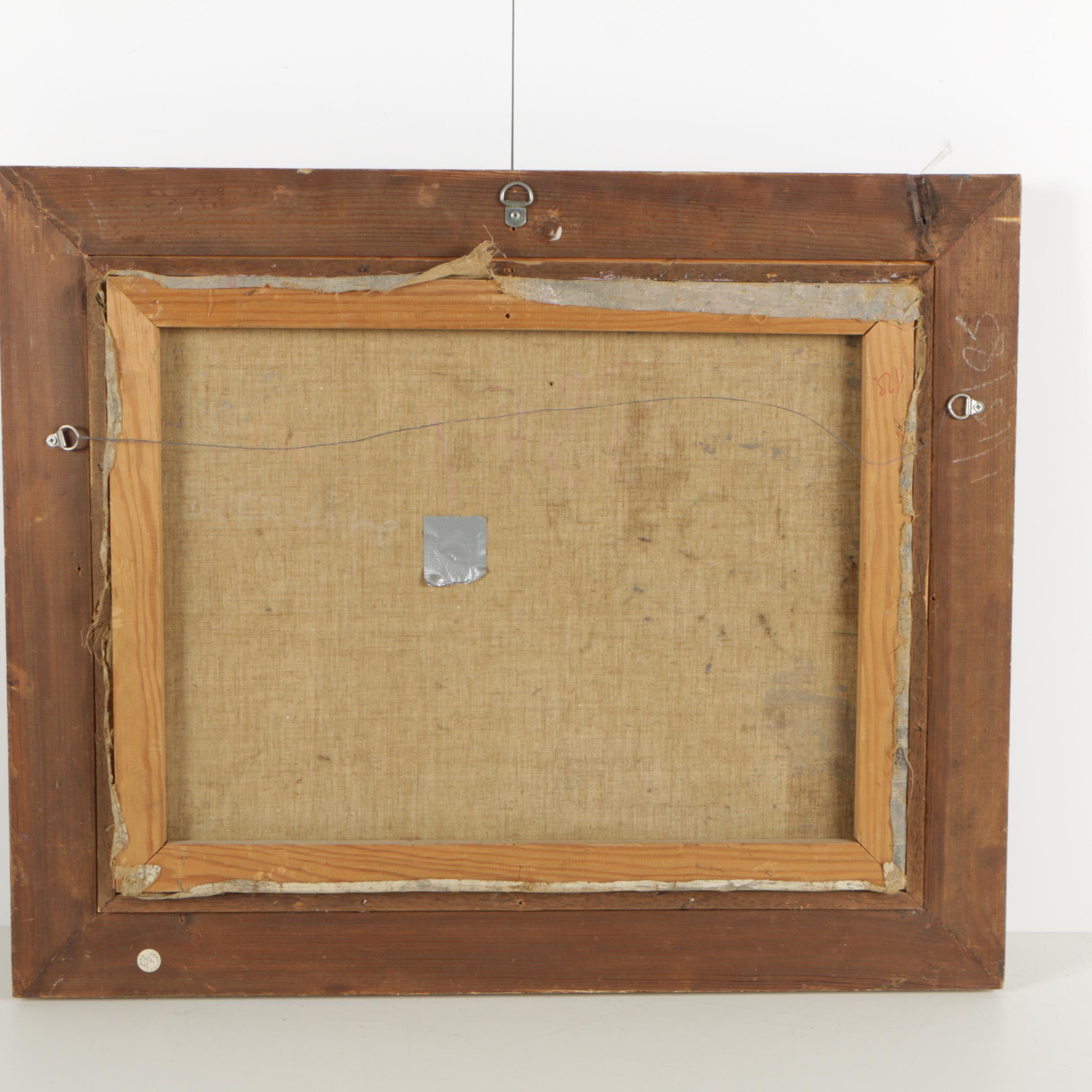 Vintage Oil Painting of Nude Couple with Deer