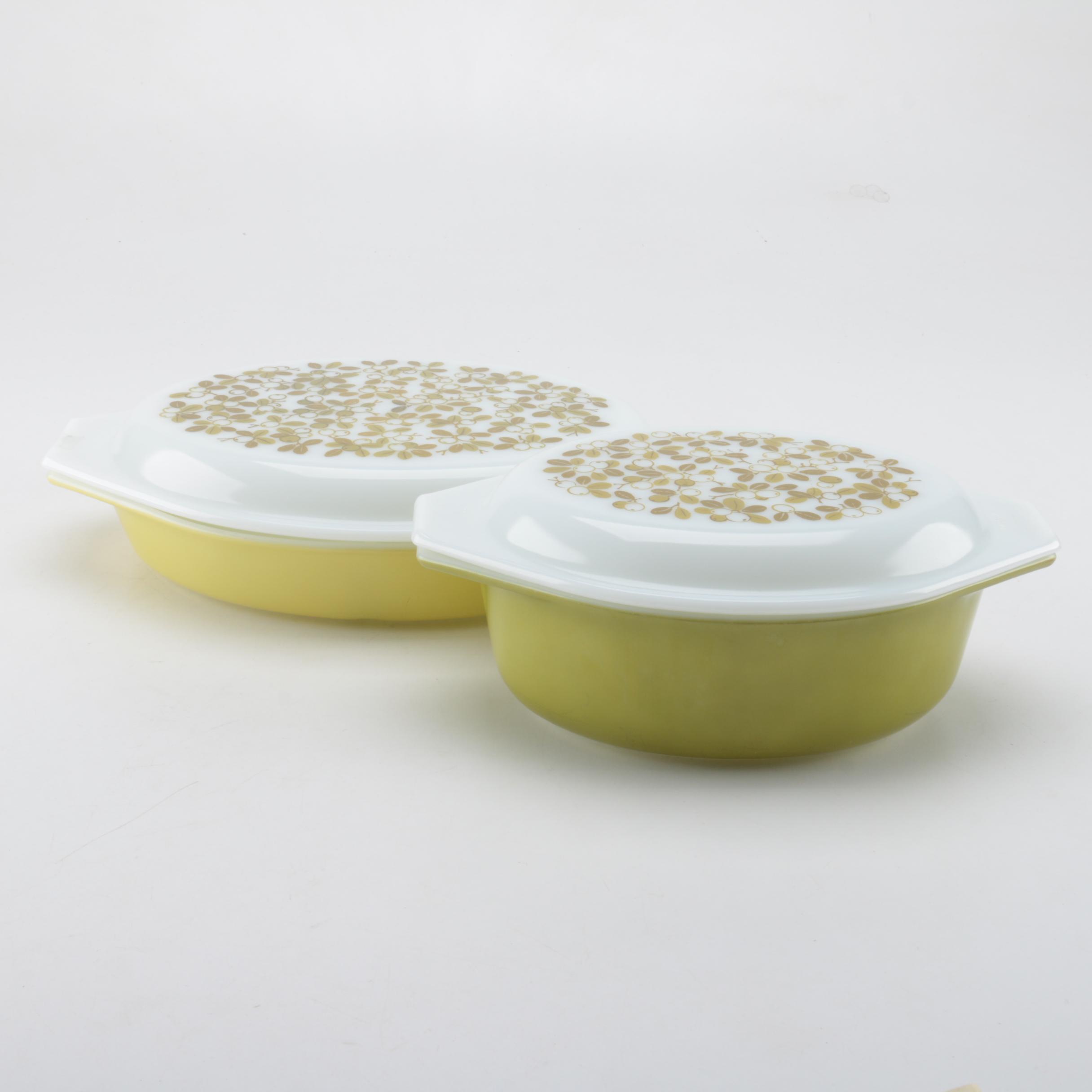Pyrex "Verdé" Avocado Casserole Dishes, Circa 1967-1972