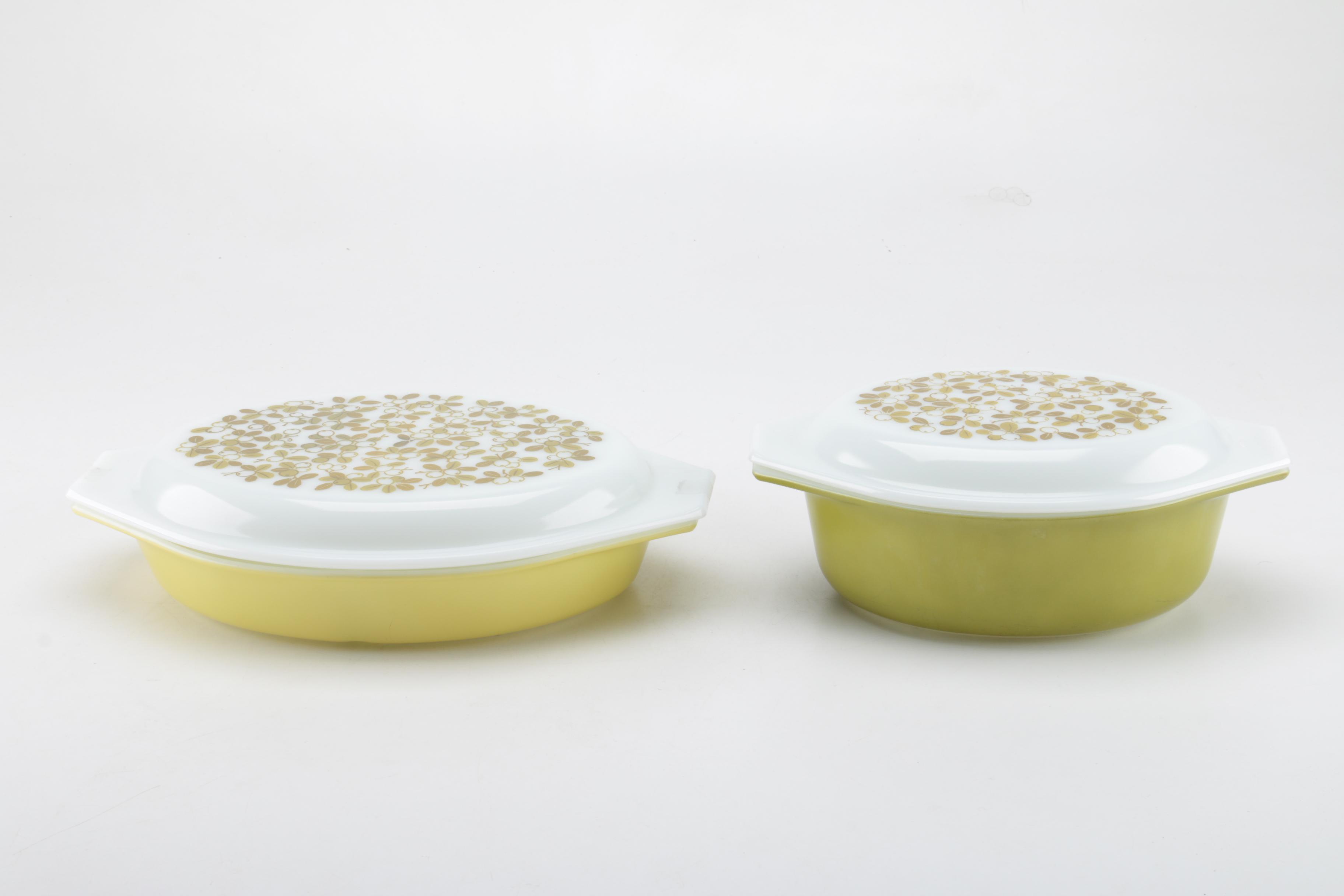 Pyrex "Verdé" Avocado Casserole Dishes, Circa 1967-1972