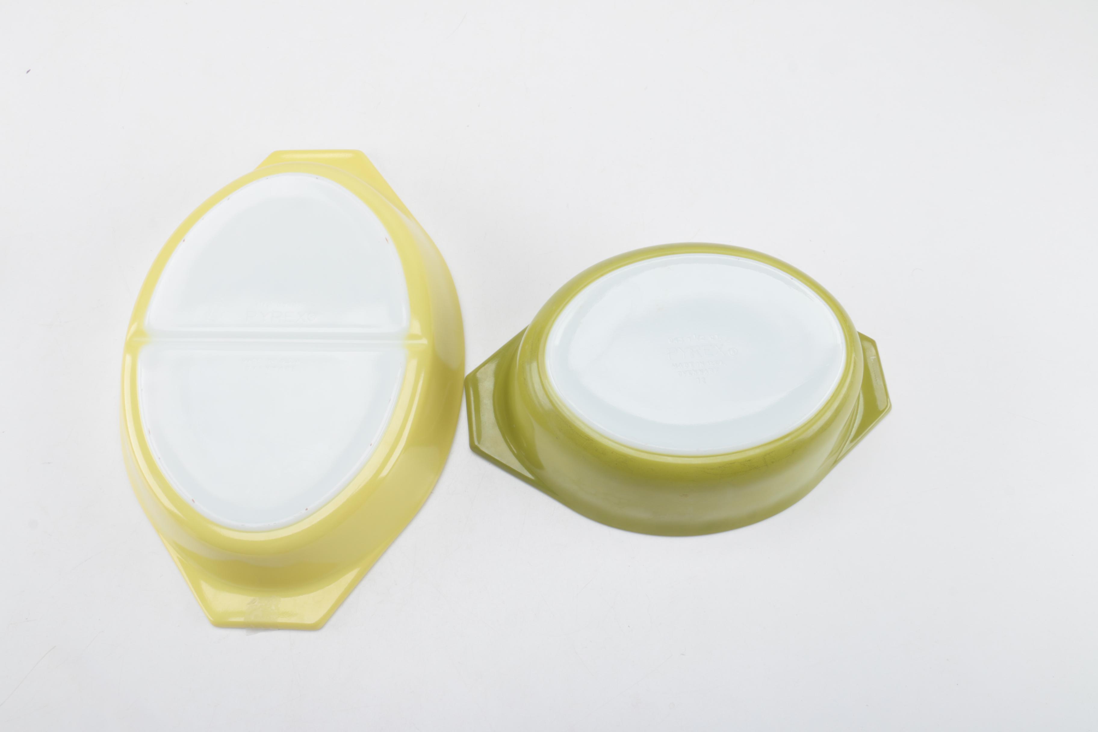 Pyrex "Verdé" Avocado Casserole Dishes, Circa 1967-1972