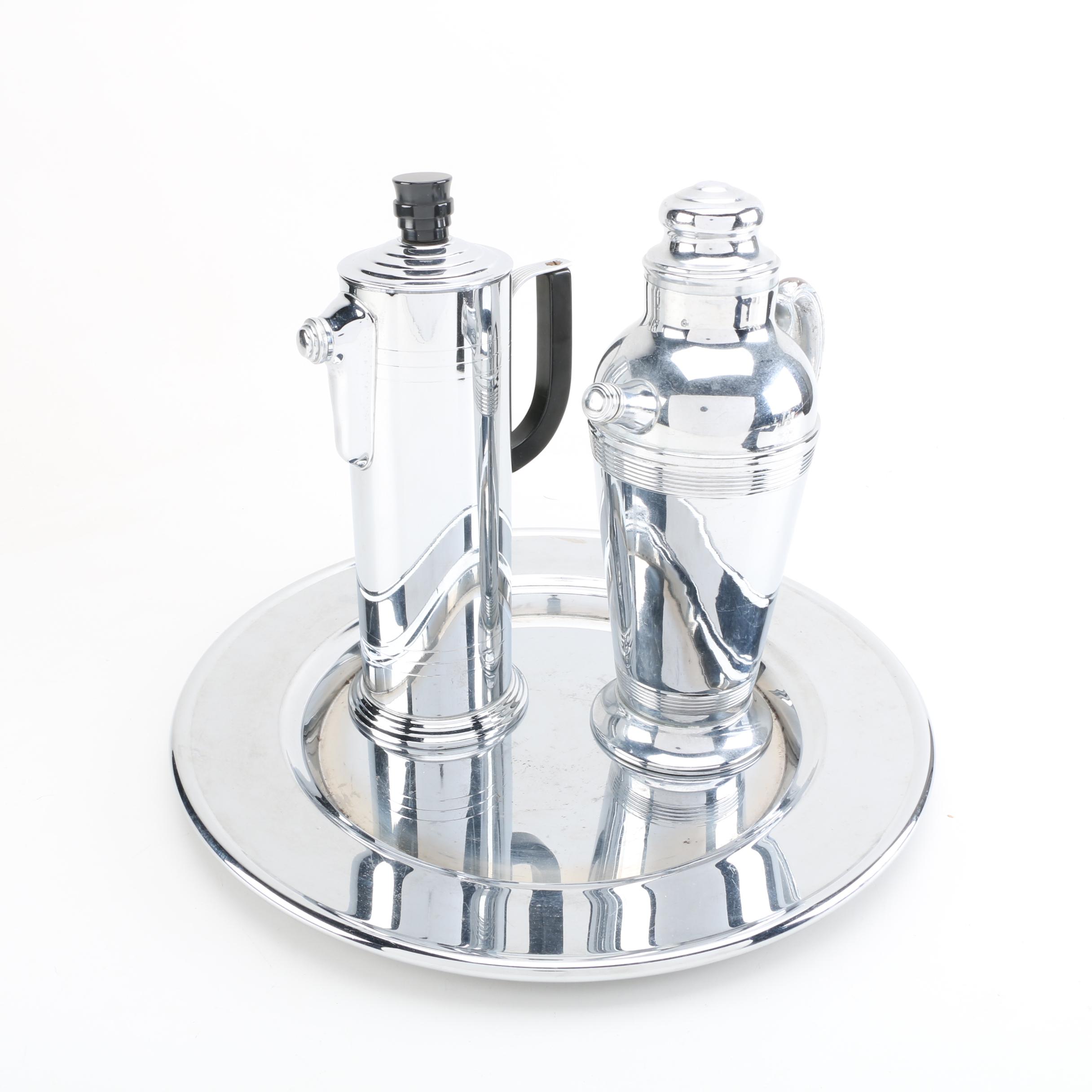 Group of Art Deco Chromed Metal Barware