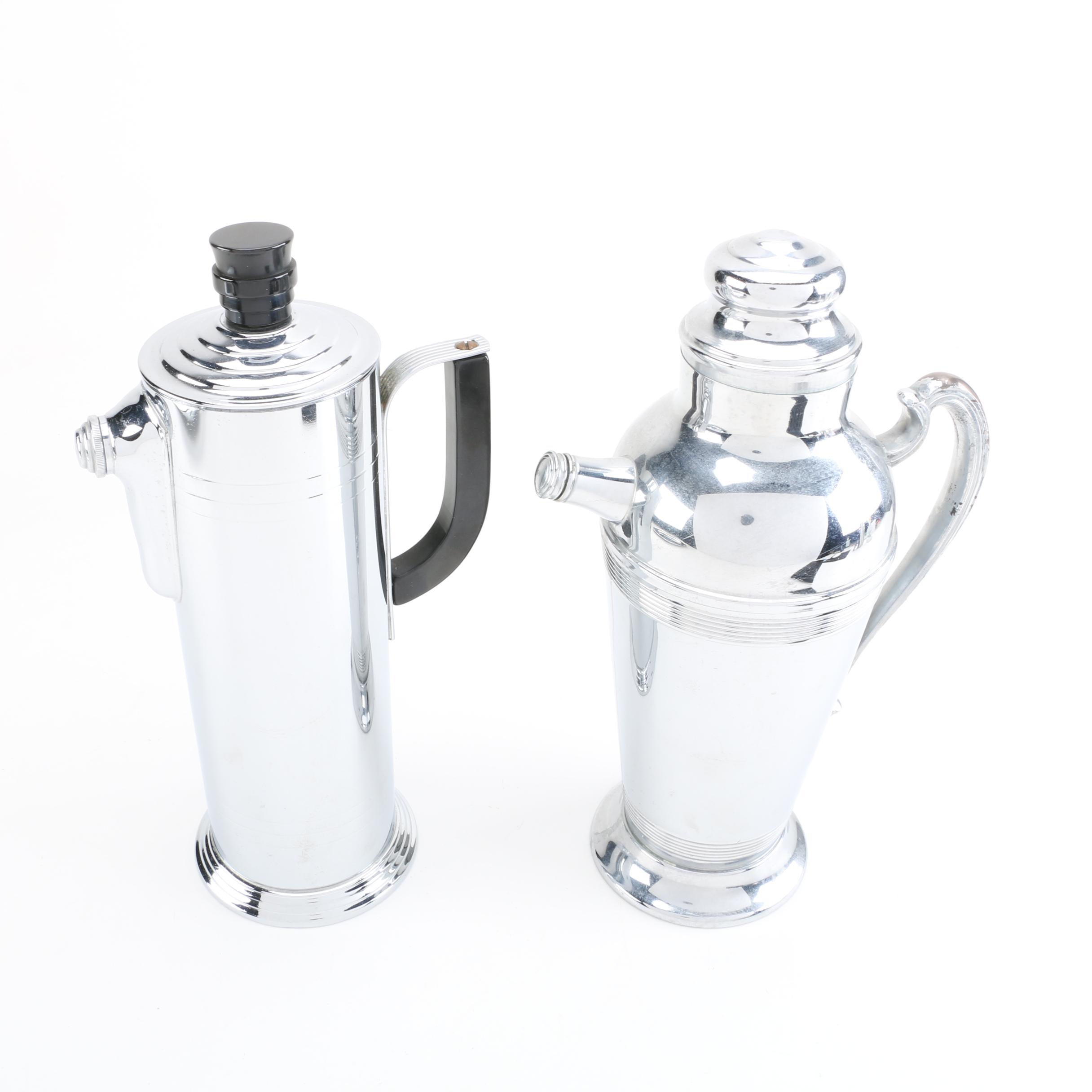 Group of Art Deco Chromed Metal Barware