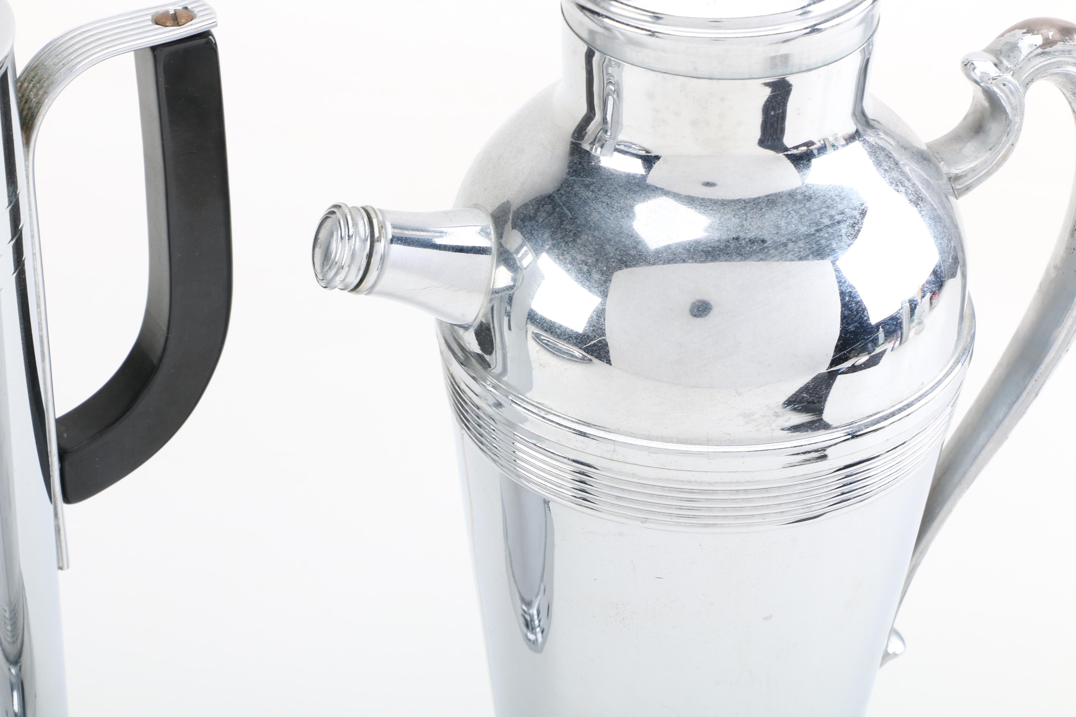 Group of Art Deco Chromed Metal Barware