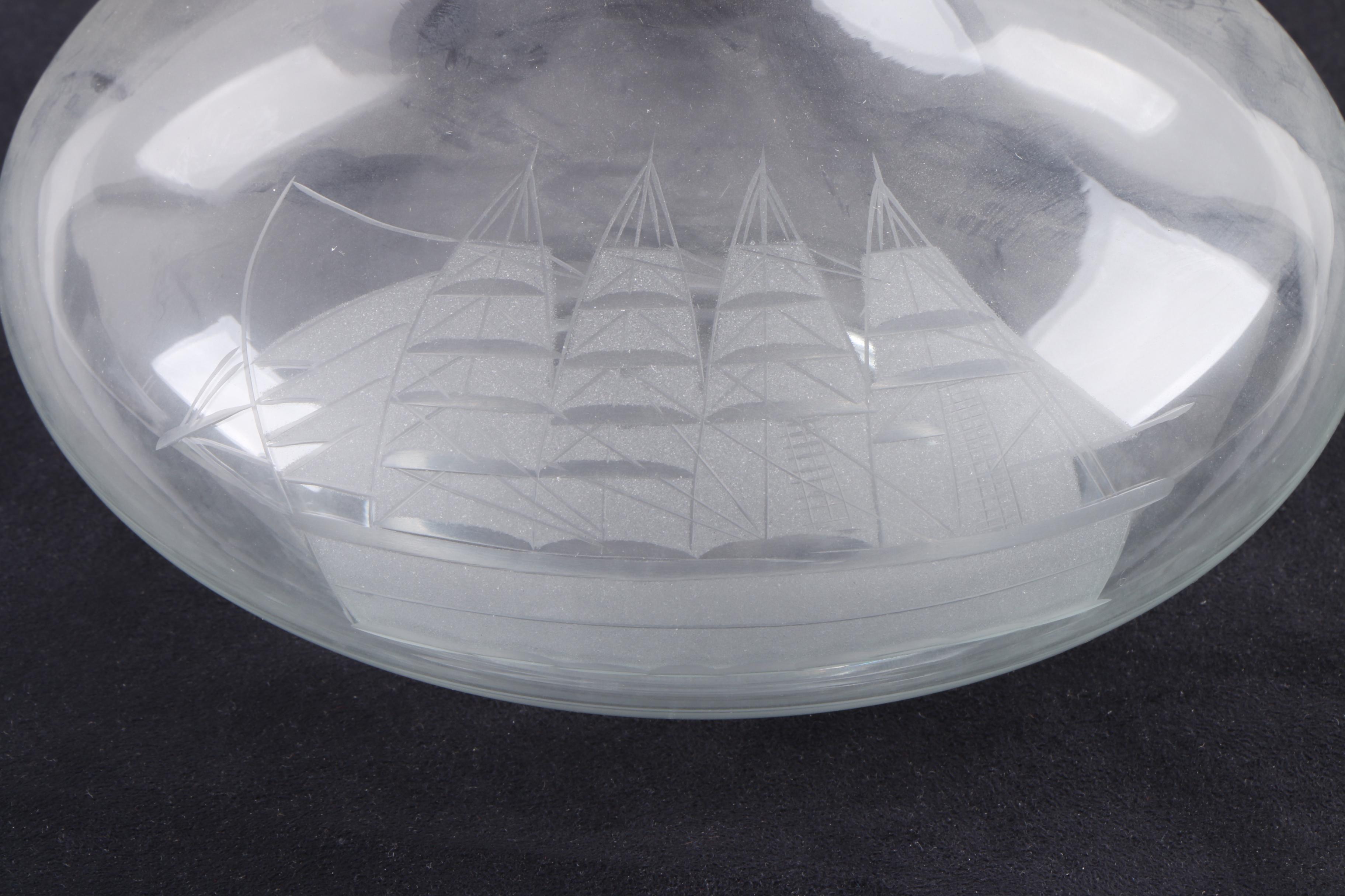 Toscany "Clipper" Etched Glass Decanter and Stemware