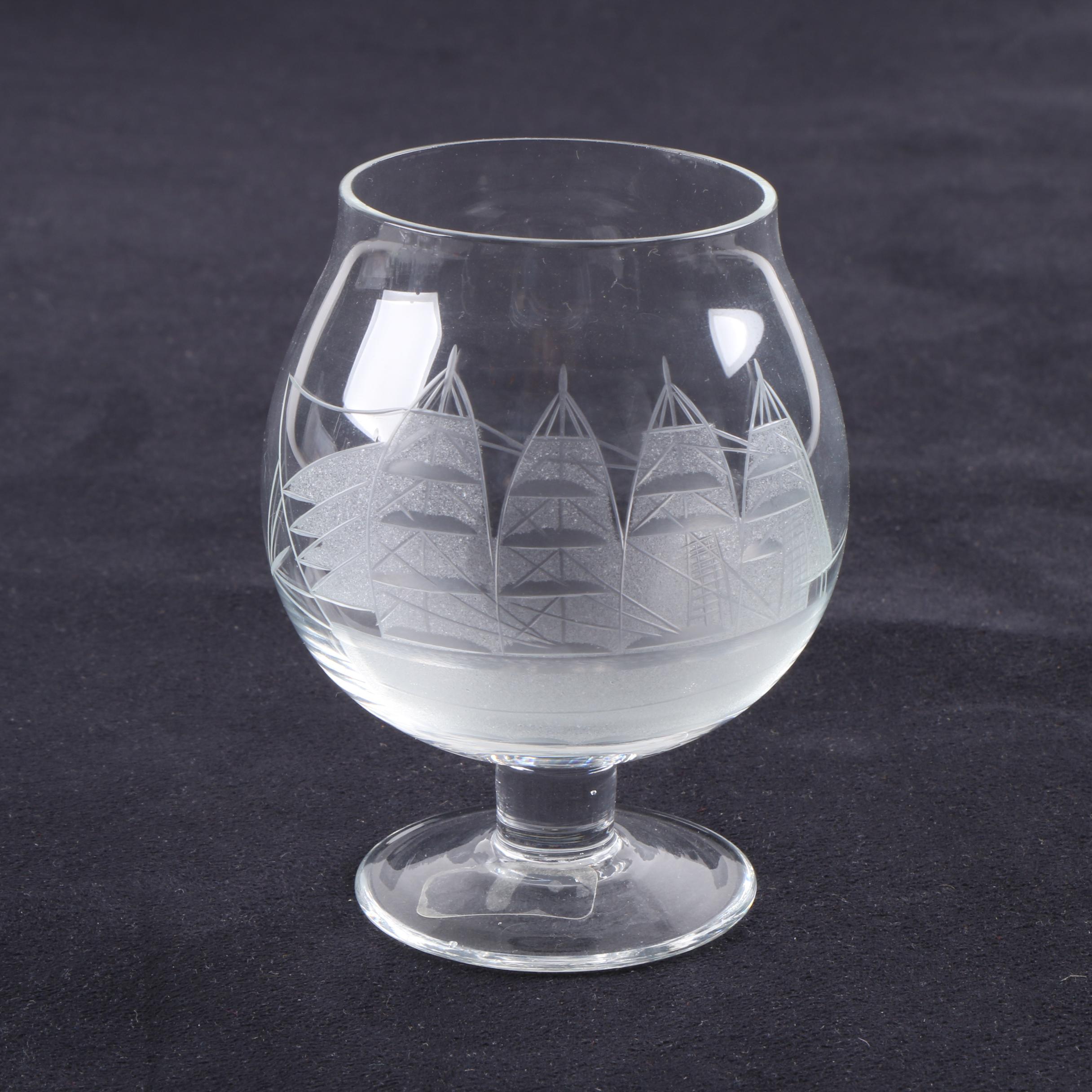 Toscany "Clipper" Etched Glass Decanter and Stemware