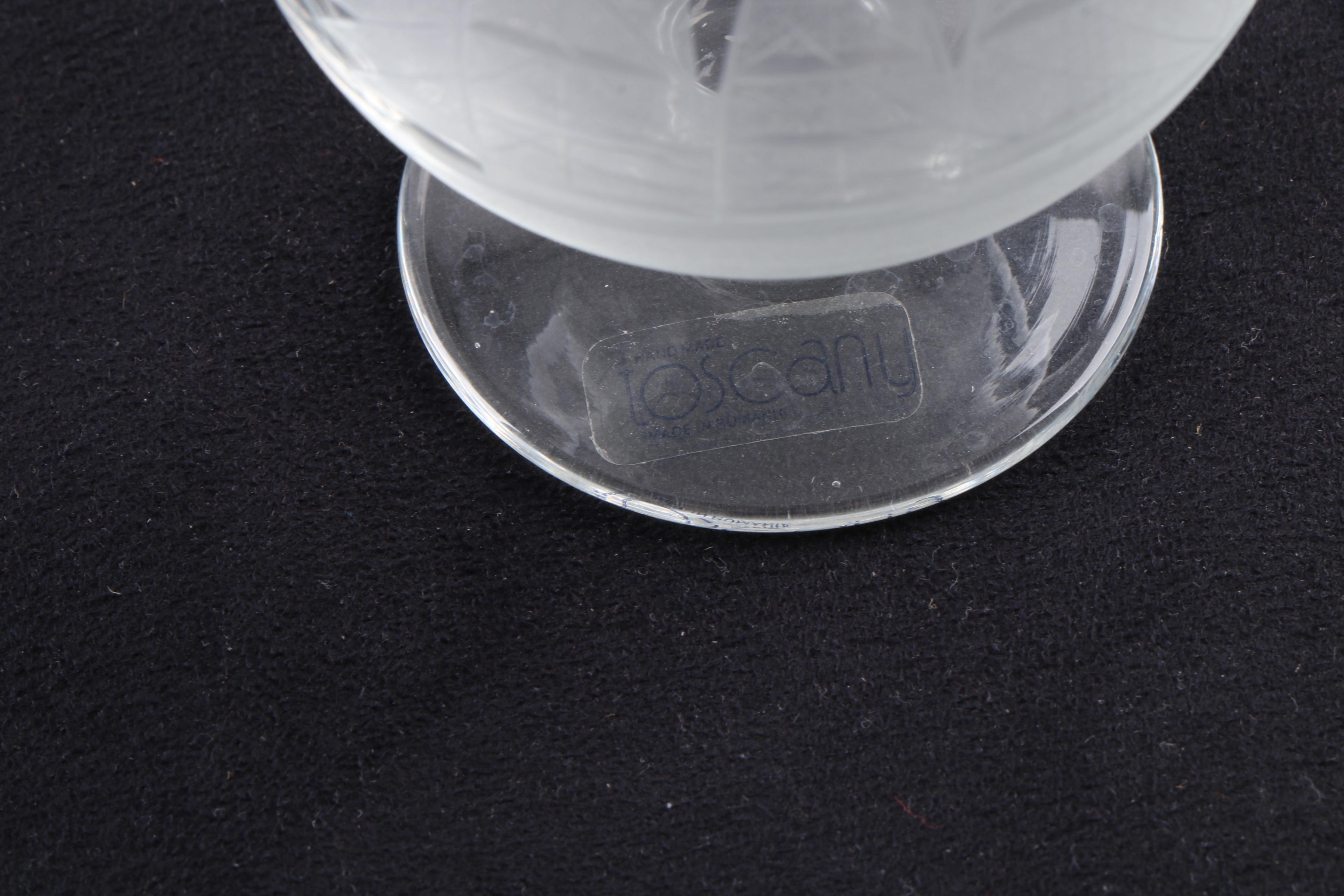 Toscany "Clipper" Etched Glass Decanter and Stemware