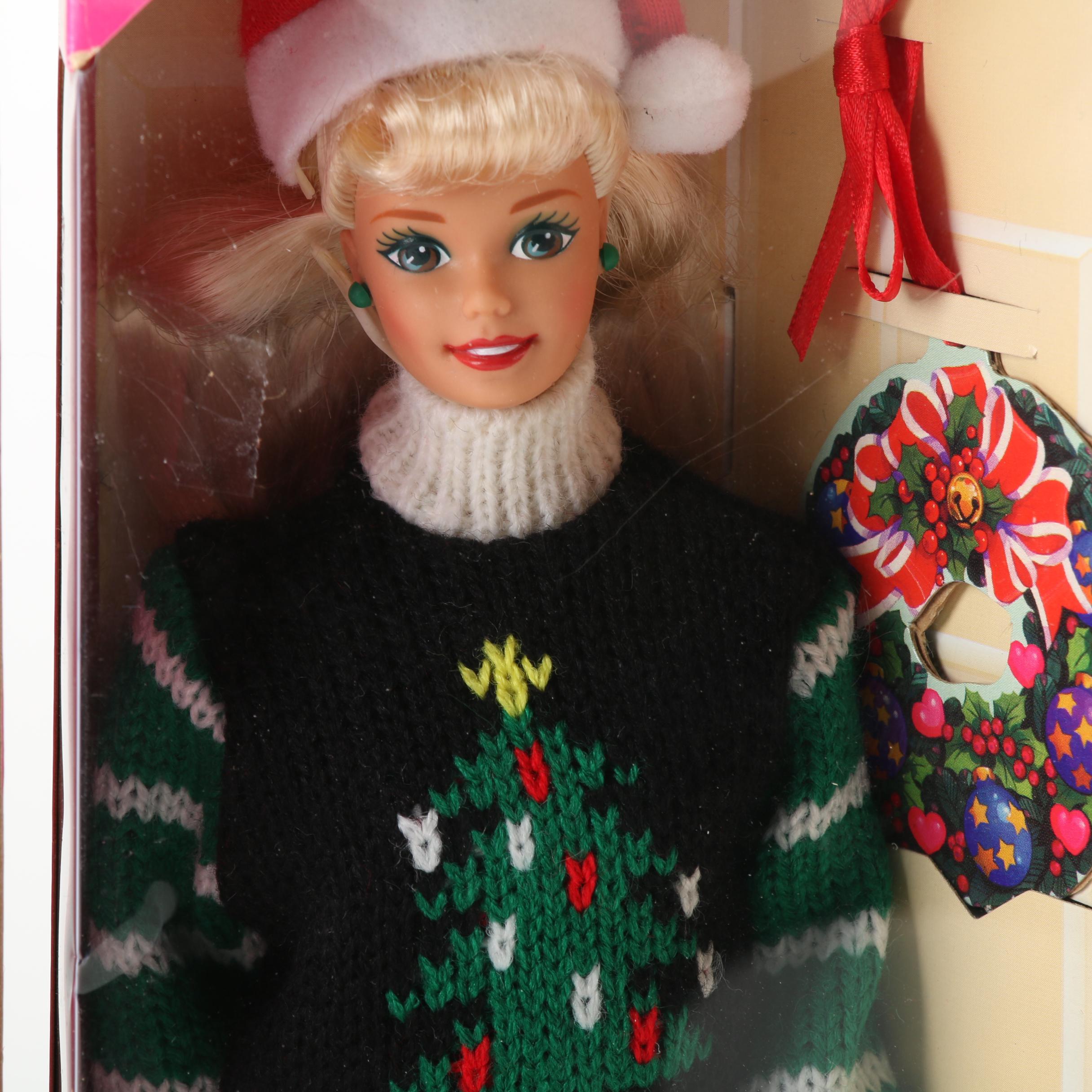 Nine Holiday Themed Barbie Dolls