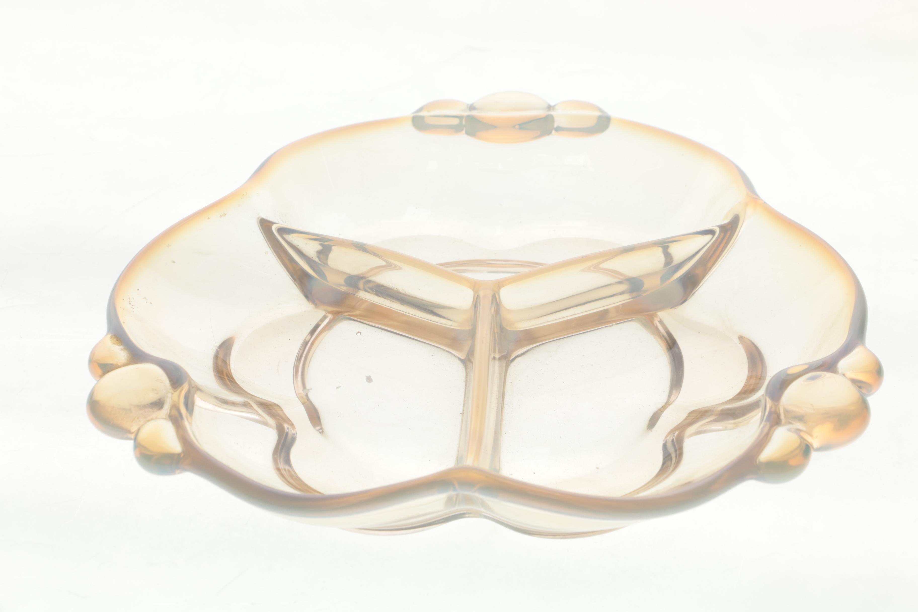 Serveware Including Art Glass and Duncan & Miller "Canterbury Opalescent"