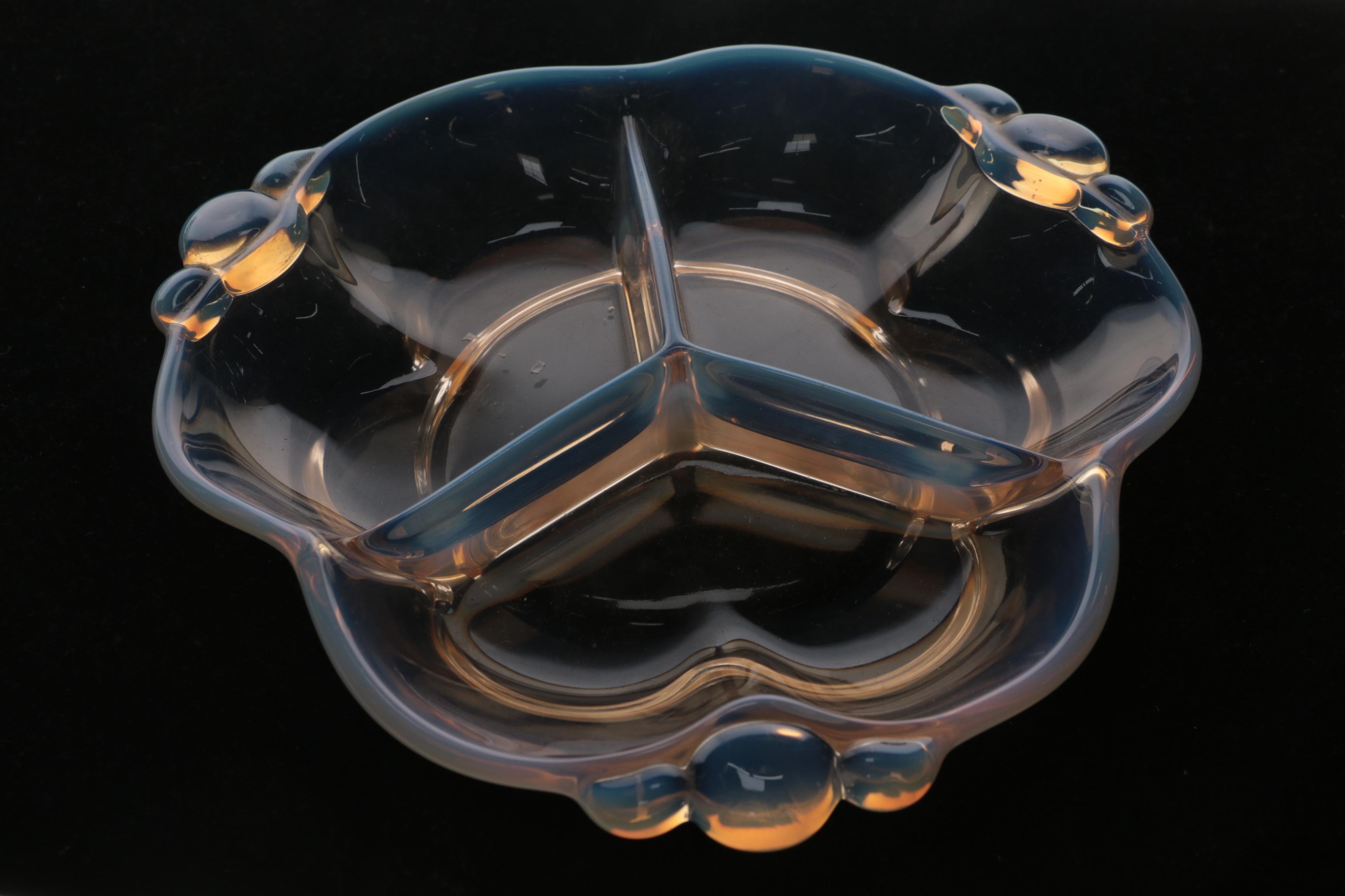 Serveware Including Art Glass and Duncan & Miller "Canterbury Opalescent"