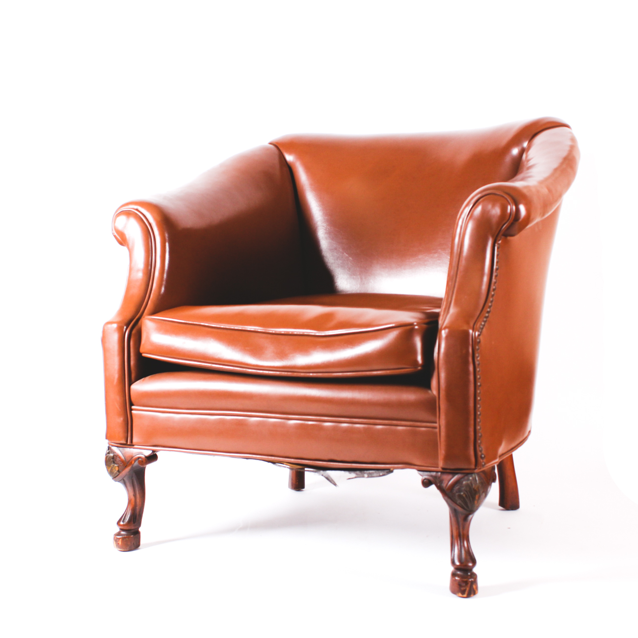 Vintage Brown Barrel Back Club Chair