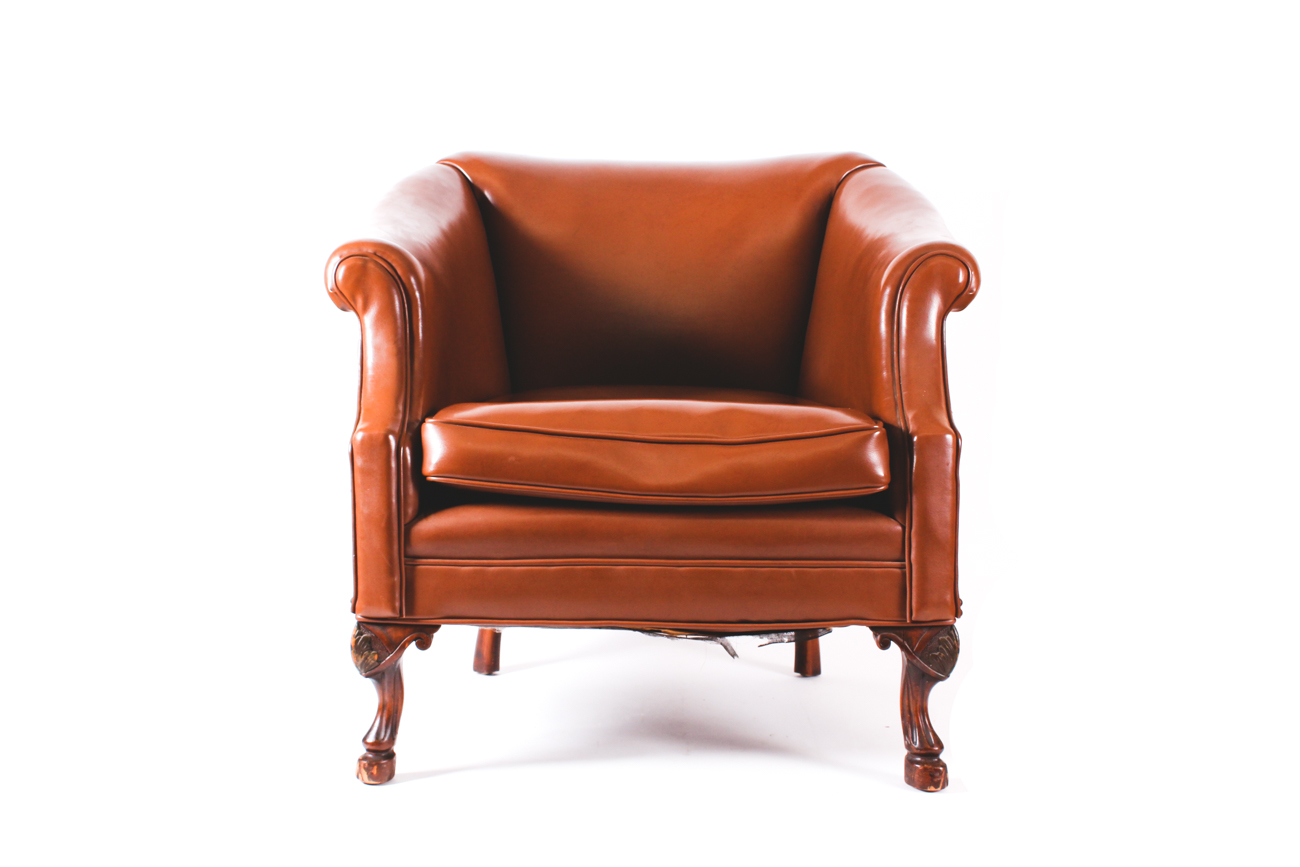 Vintage Brown Barrel Back Club Chair