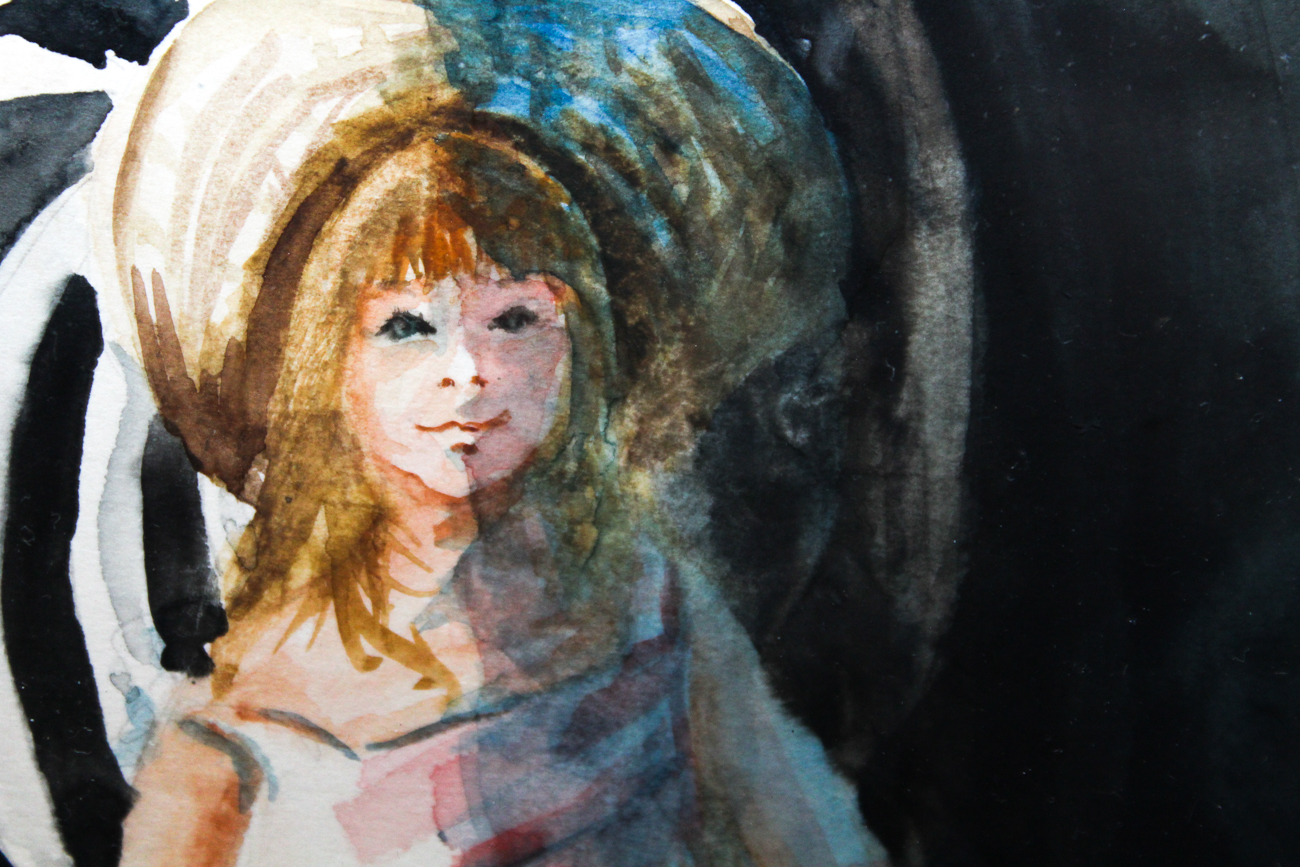 Annetta Nichols Watercolor Portrait of Girl