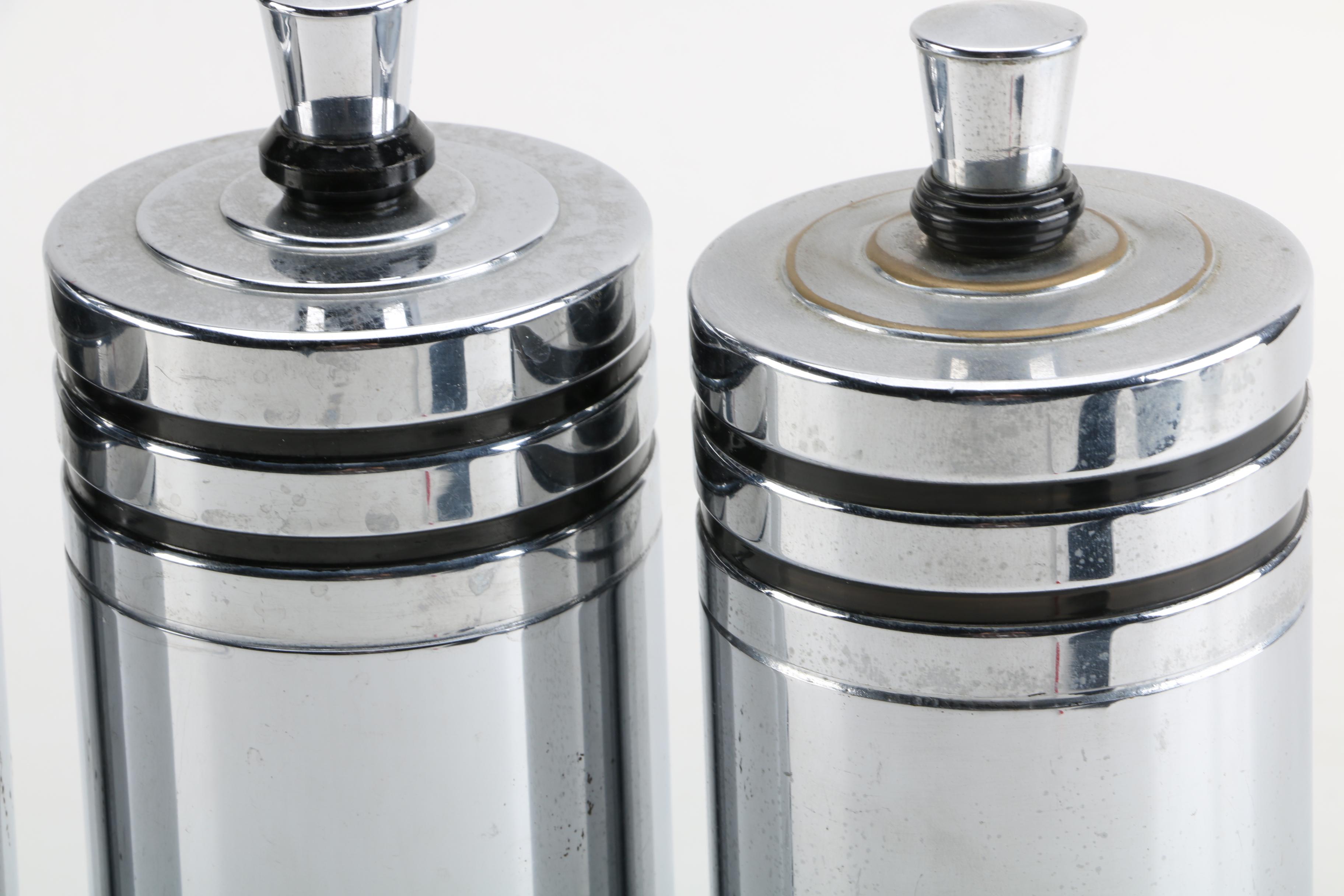 Group of Art Deco Chromed Metal Cocktail Shakers by Chase