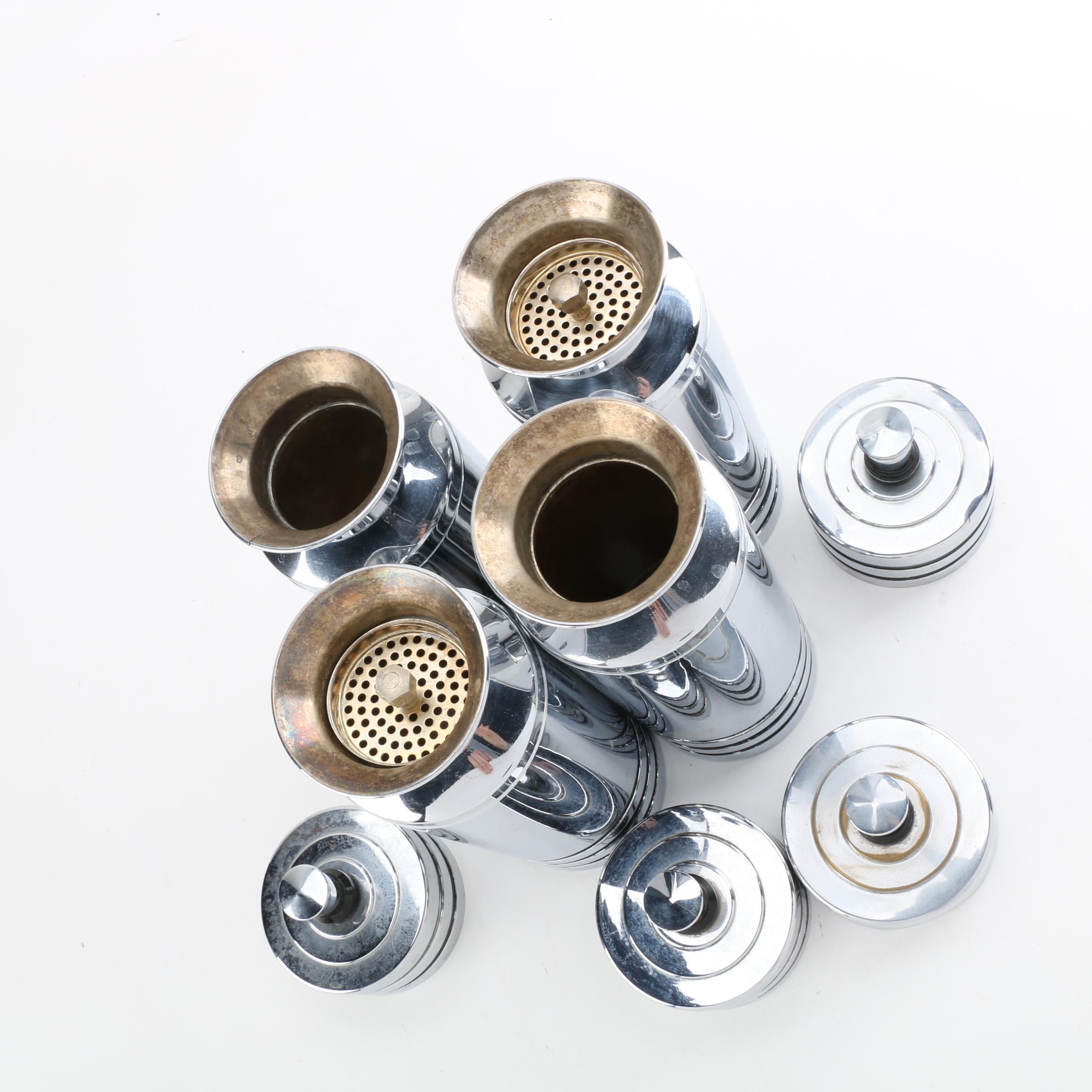 Group of Art Deco Chromed Metal Cocktail Shakers by Chase