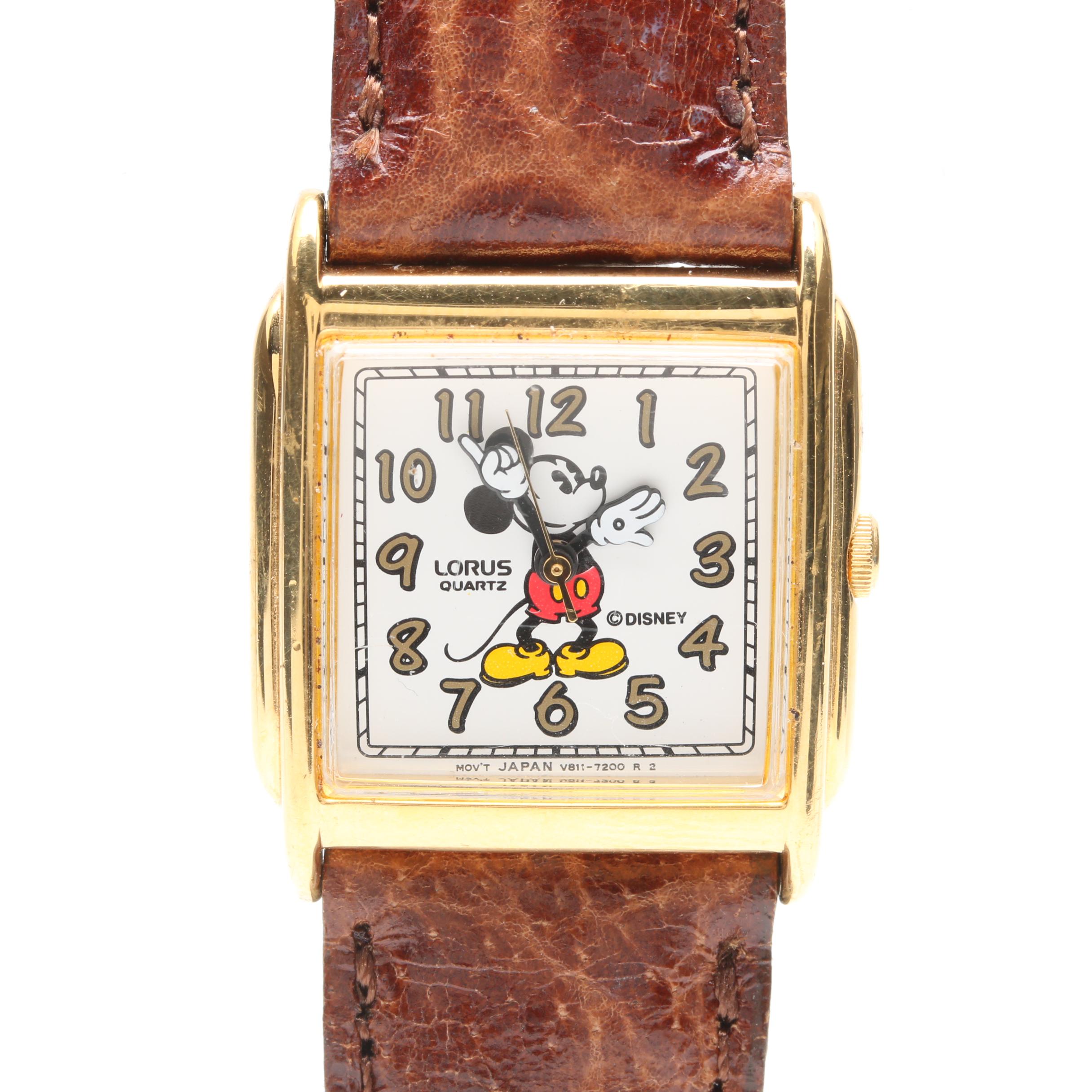 Lorus Disney Mickey Mouse Stainless Steel and Leather Watch