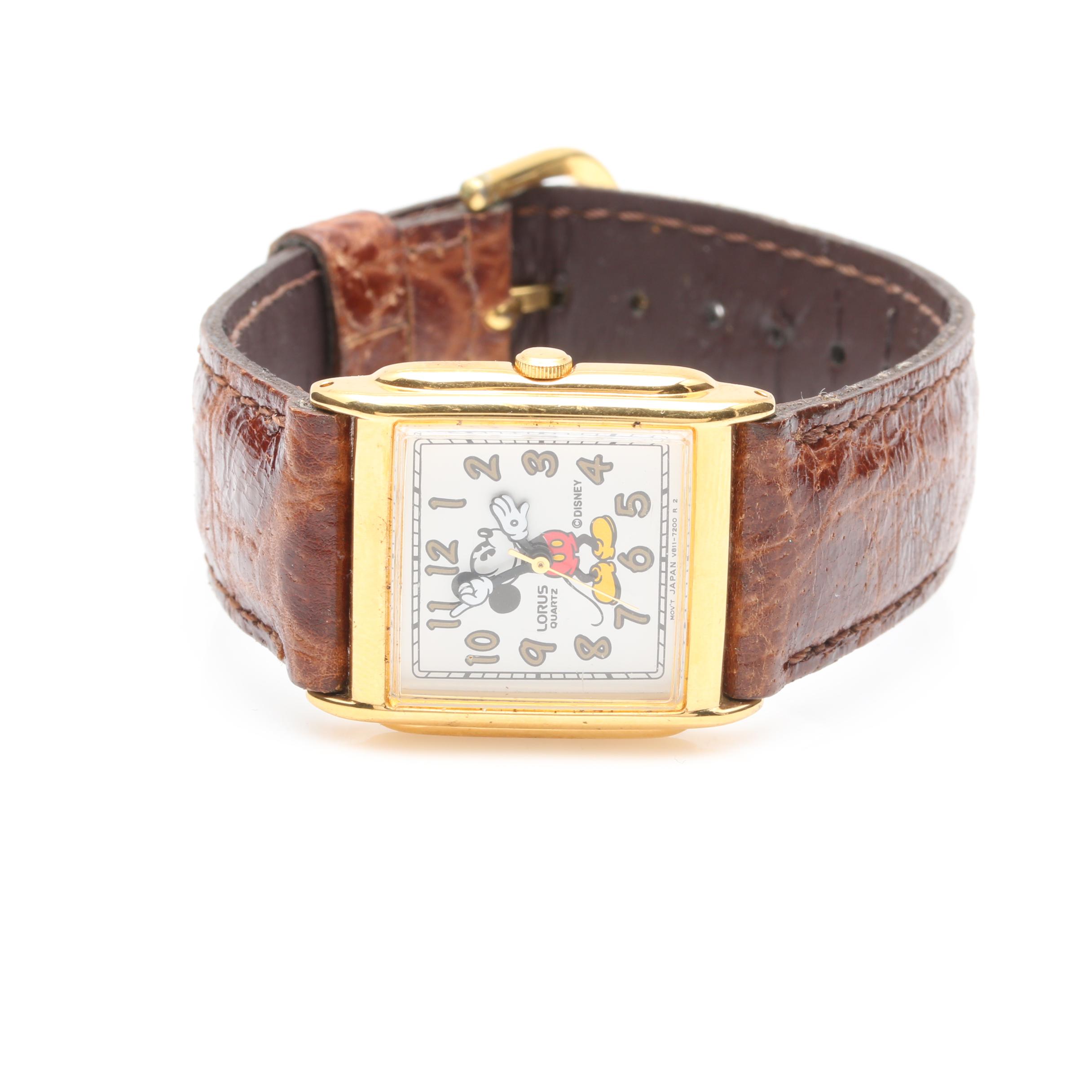 Lorus Disney Mickey Mouse Stainless Steel and Leather Watch