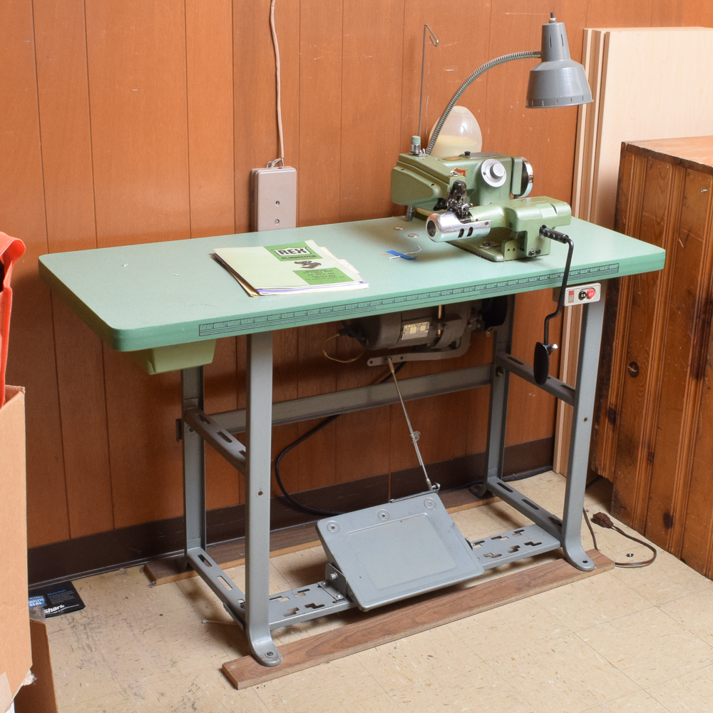 Rex Blindstitch Industrial Pant Hemming Machine, Table and Lamp