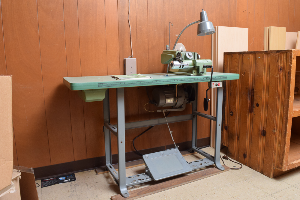 Rex Blindstitch Industrial Pant Hemming Machine, Table and Lamp