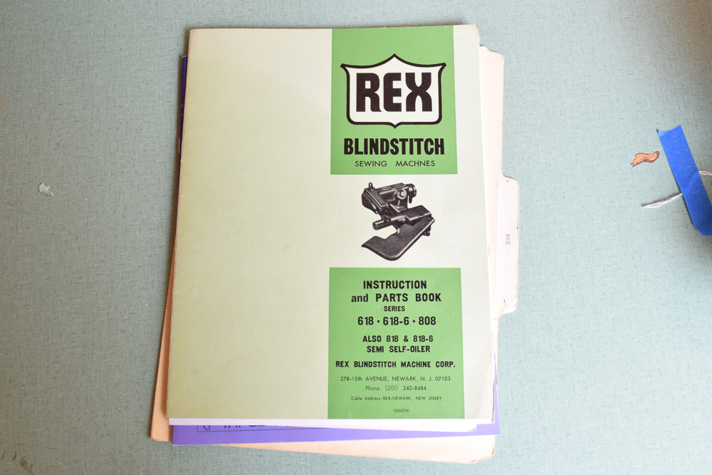 Rex Blindstitch Industrial Pant Hemming Machine, Table and Lamp