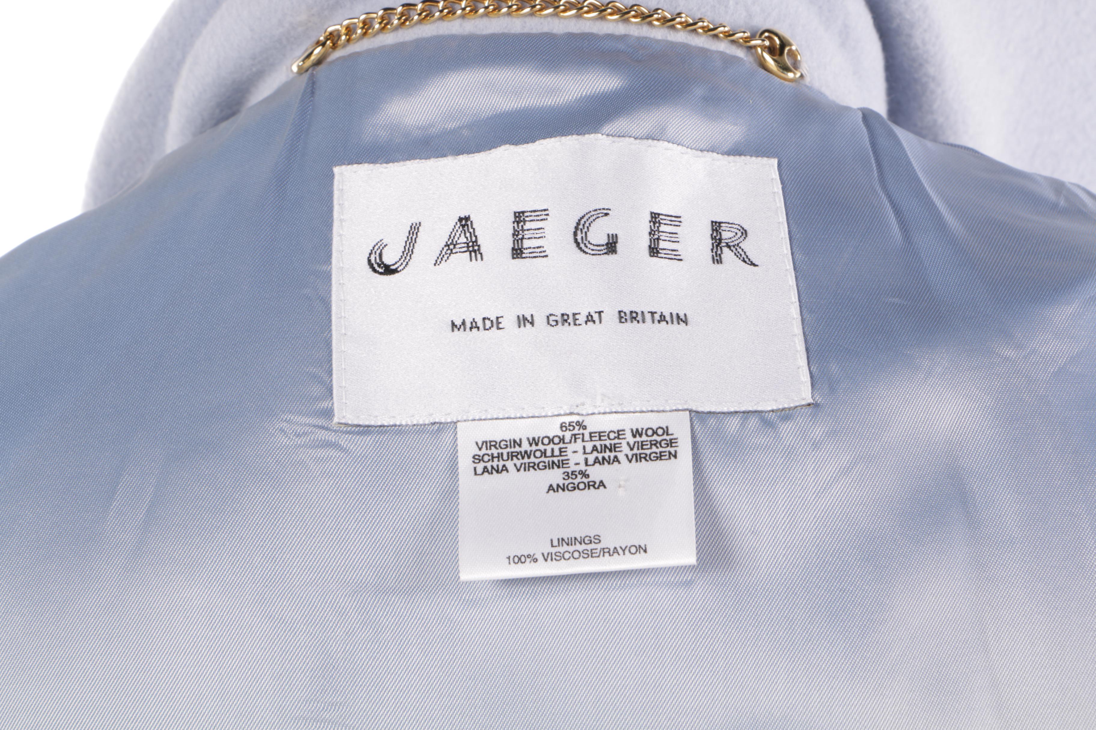 Women's Jaeger Double-Breasted Light Blue Wool Blend Coat