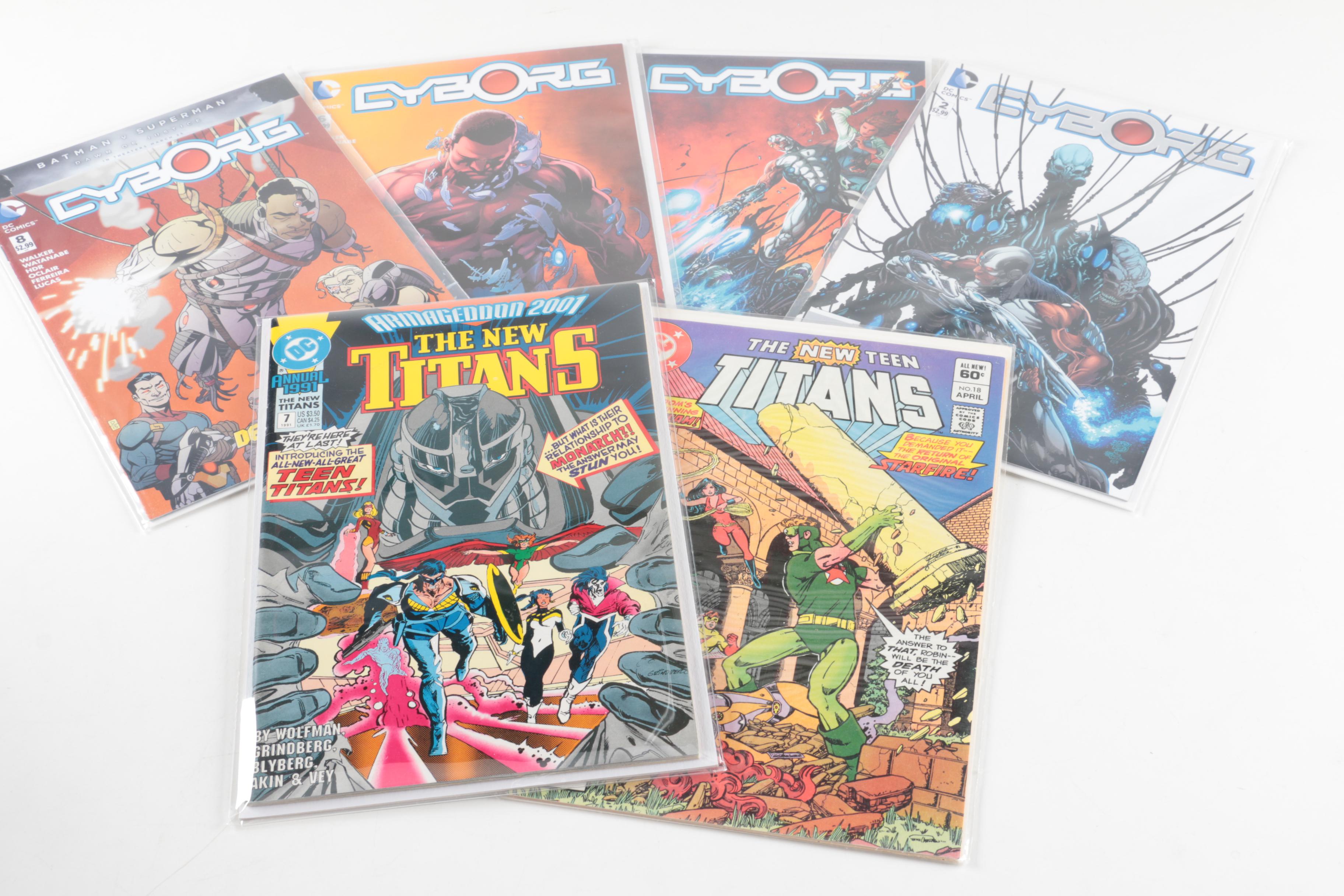 DC Comic Books Featuring "New Teen Titans" and "Cyborg"