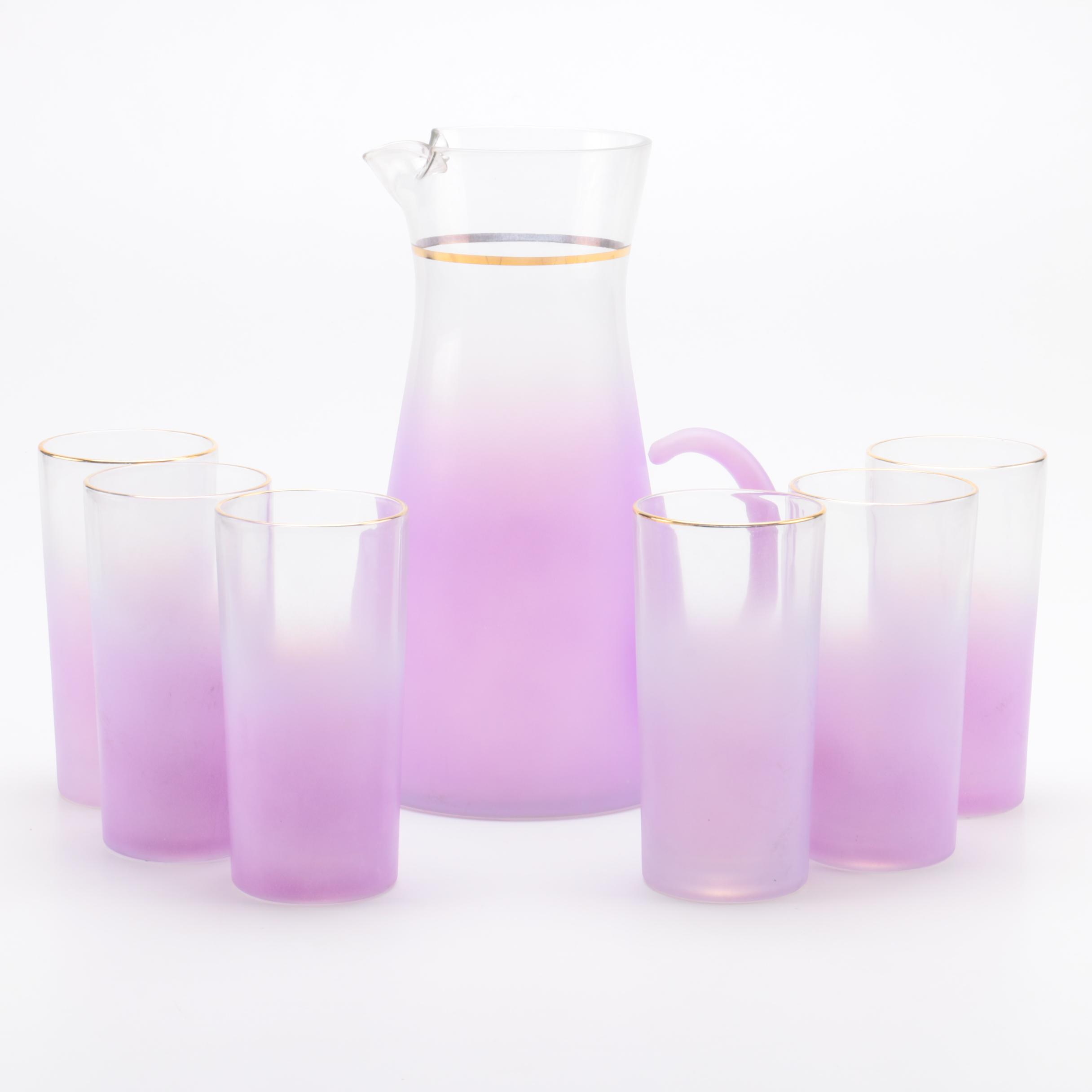 Vintage Blendo Purple Pitcher and Glasses Set