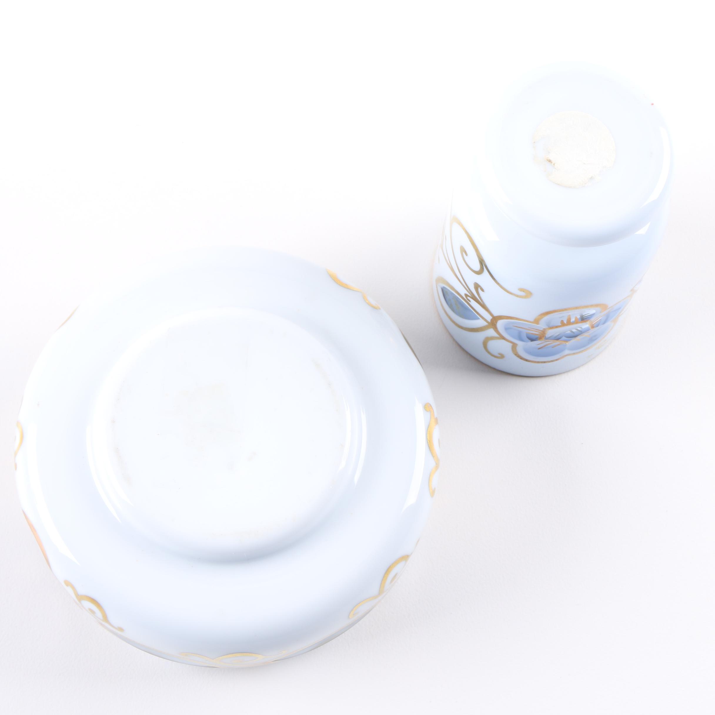 Bohemian Style Cased Glass Tumbler and Ash Receiver with Decorative Tableware