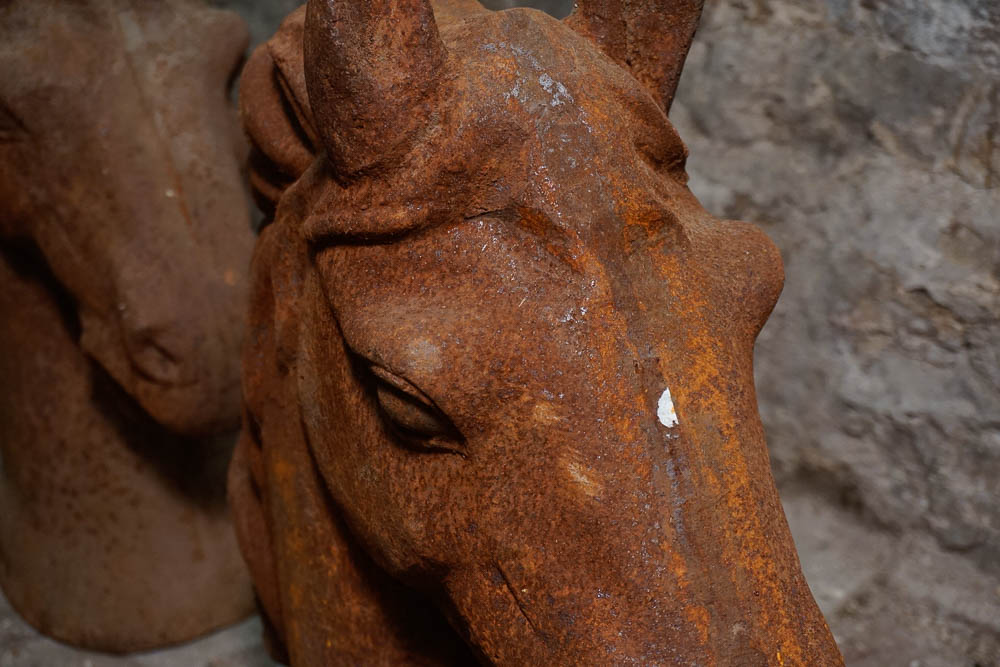Pair of Iron Horse Heads With Flowing Manes