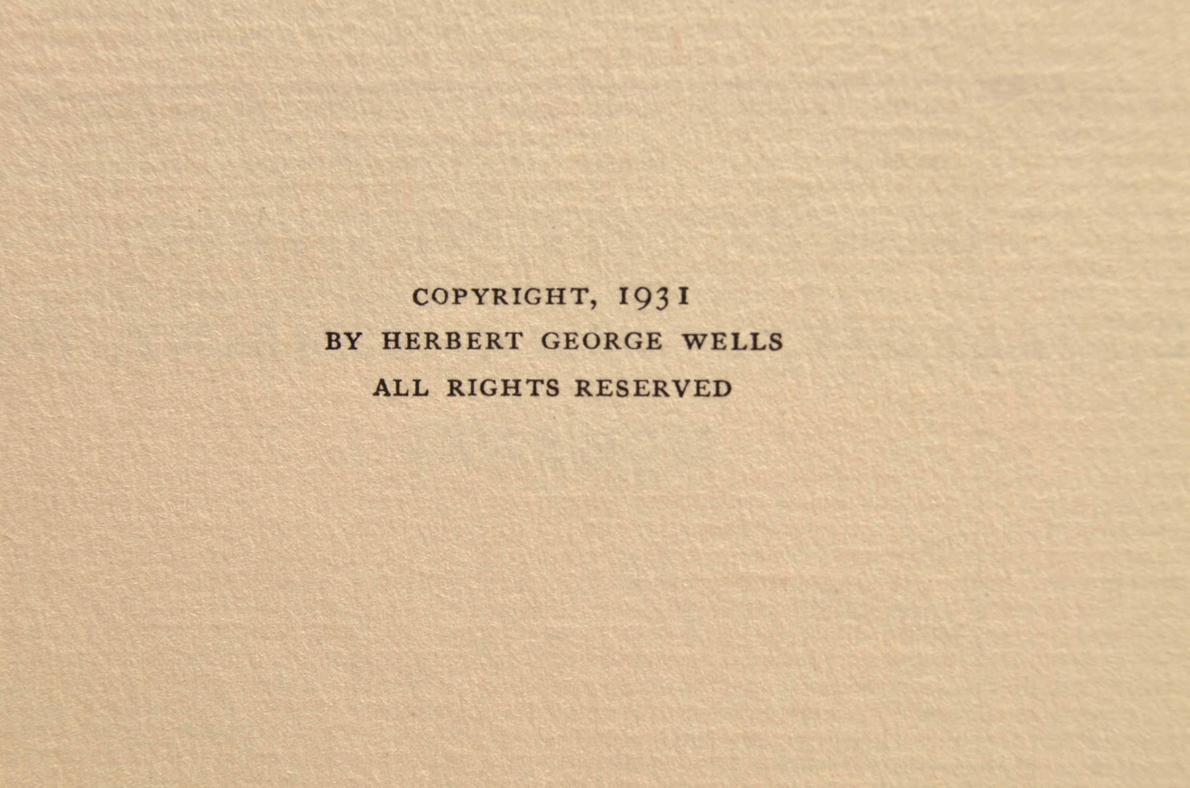 1931 Signed Limited Edition H.G. Wells "The Work, Wealth & Happiness of Mankind"