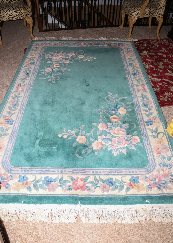 Carved Contemporary Chinese Wool Area Rug