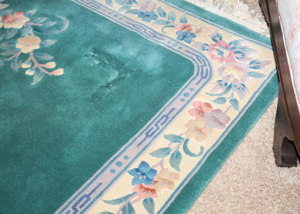 Carved Contemporary Chinese Wool Area Rug