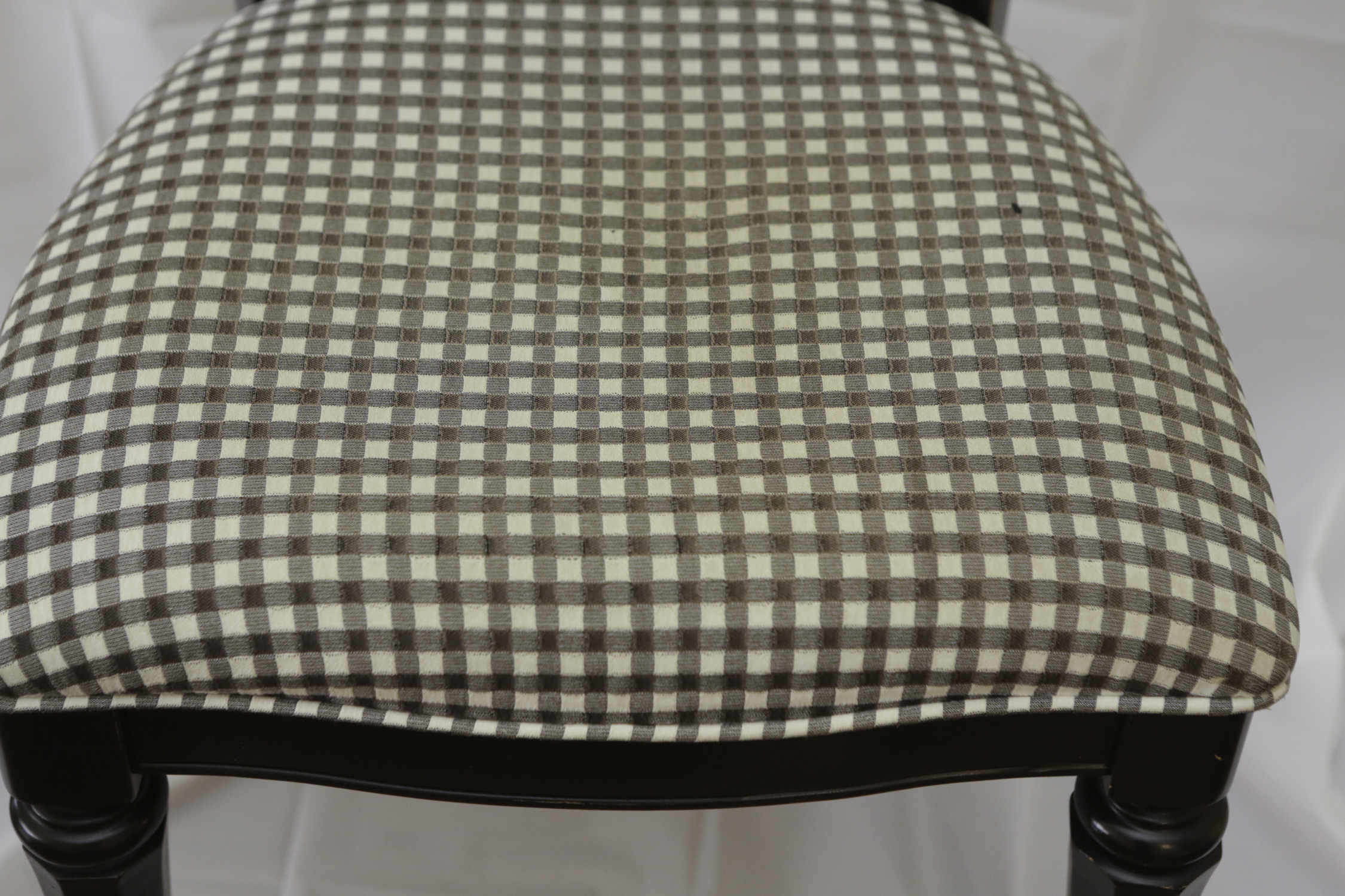 Four Vintage Black Lacquer Regency Style Dining Chairs