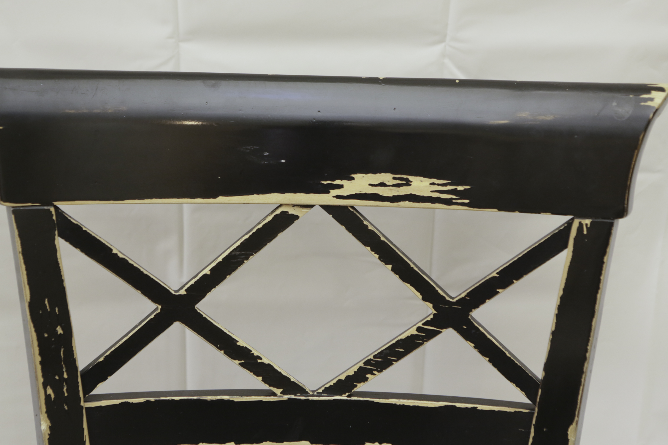 Four Vintage Black Lacquer Regency Style Dining Chairs