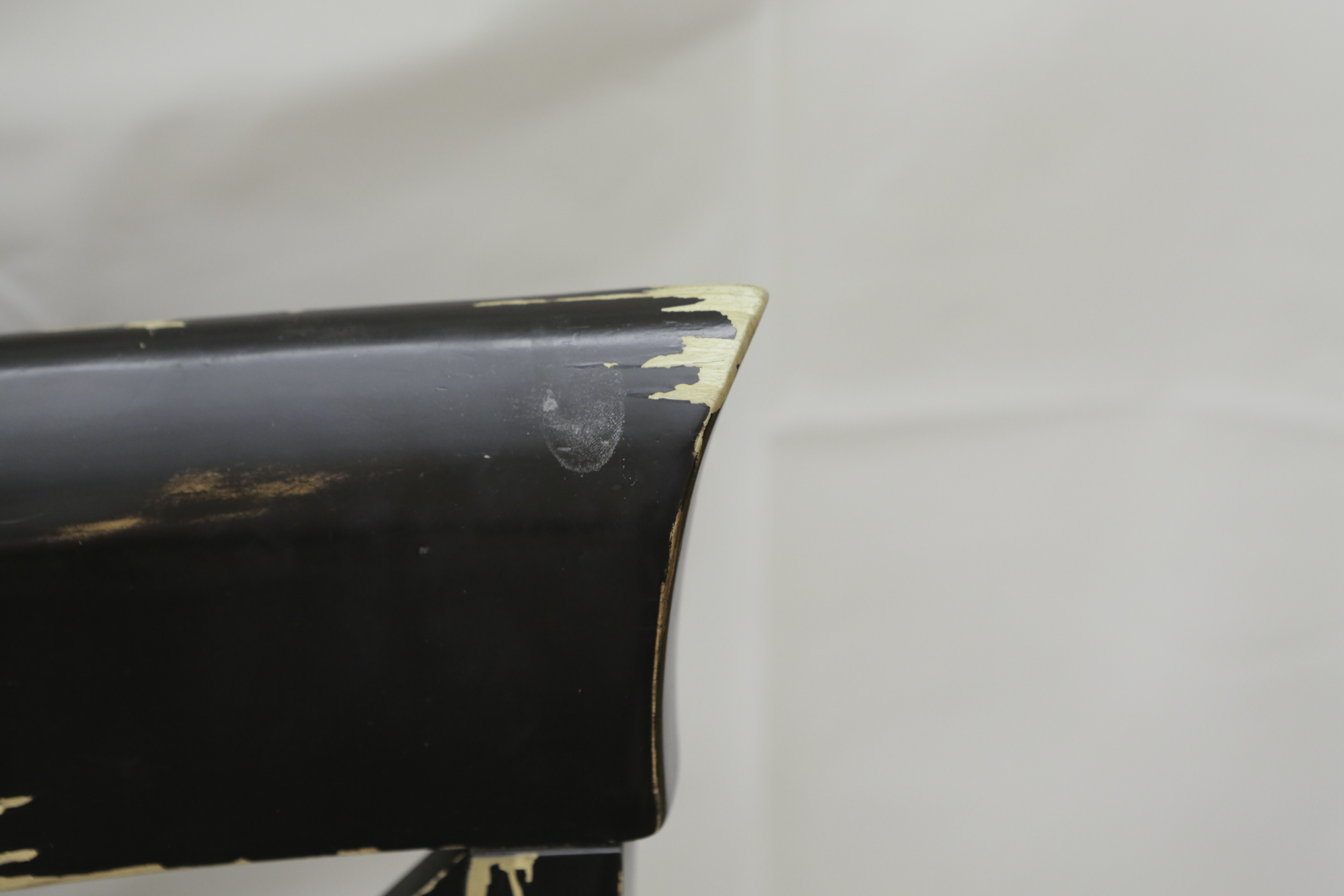 Four Vintage Black Lacquer Regency Style Dining Chairs