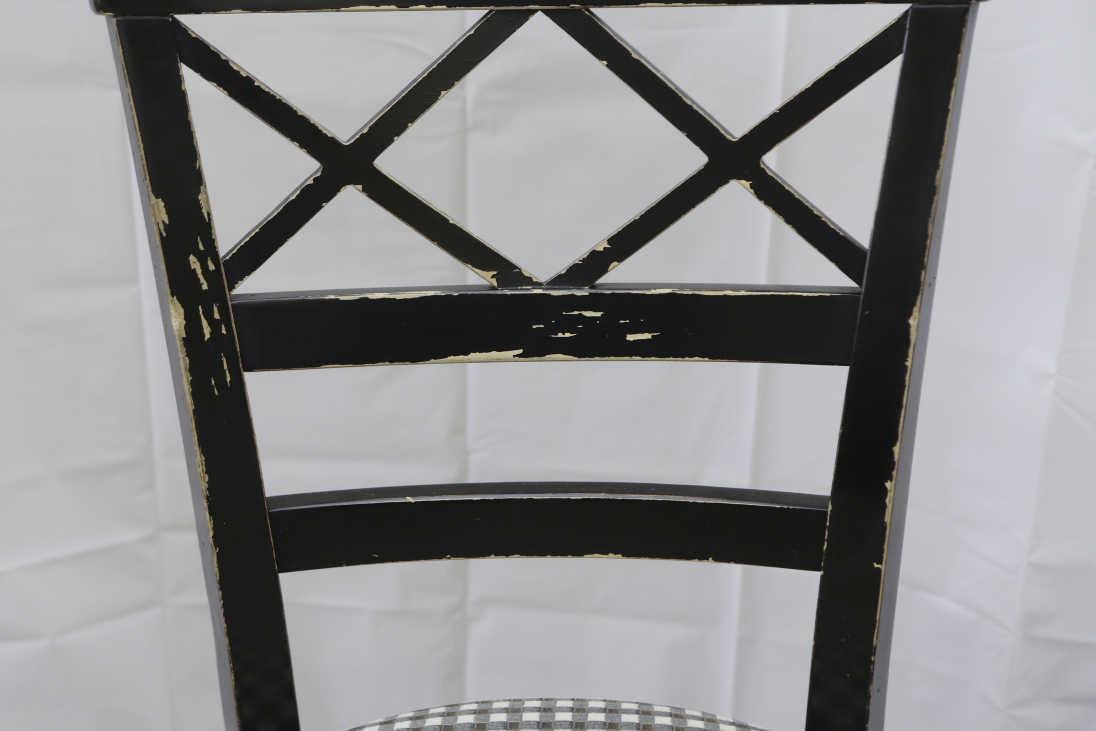 Four Vintage Black Lacquer Regency Style Dining Chairs