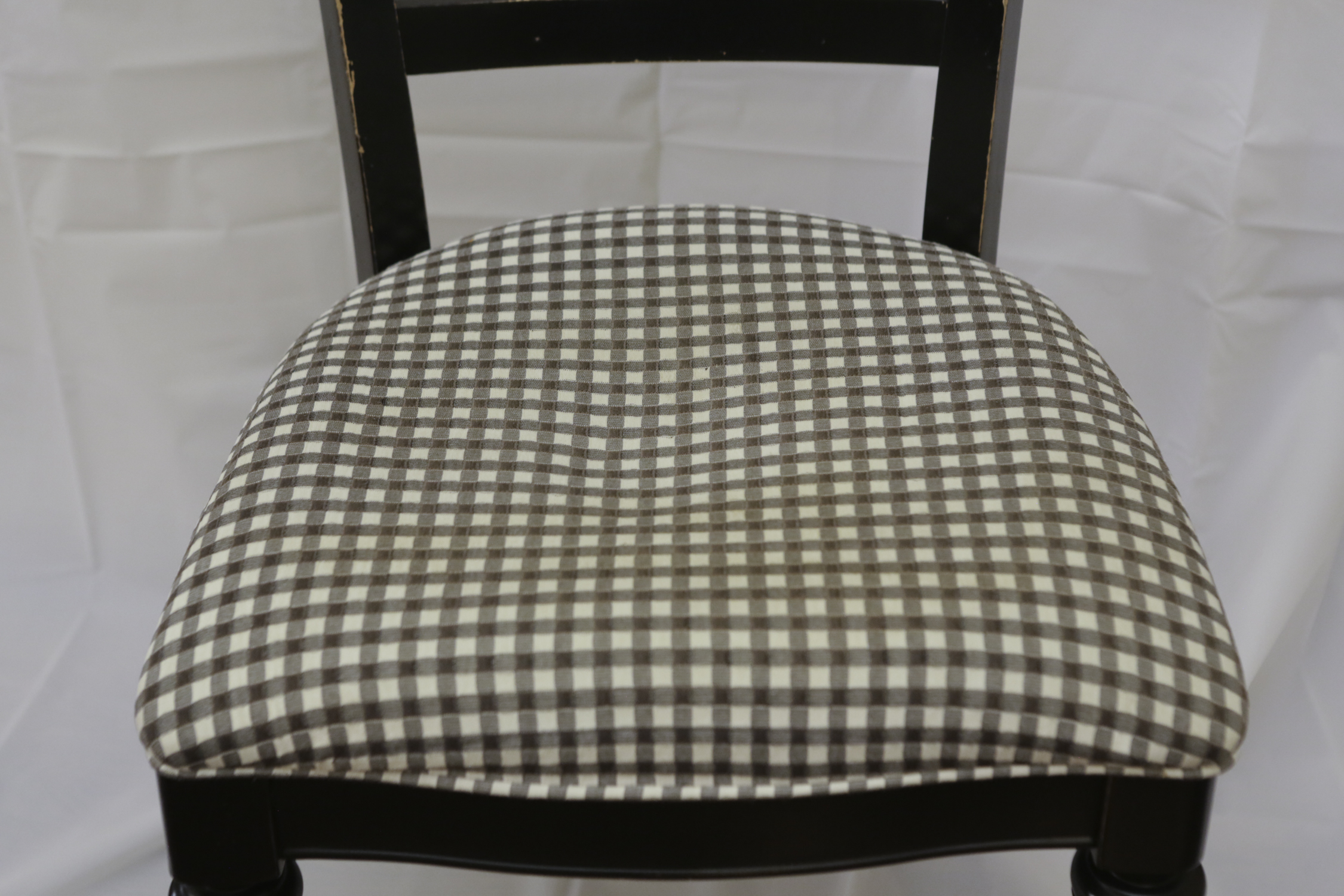 Four Vintage Black Lacquer Regency Style Dining Chairs