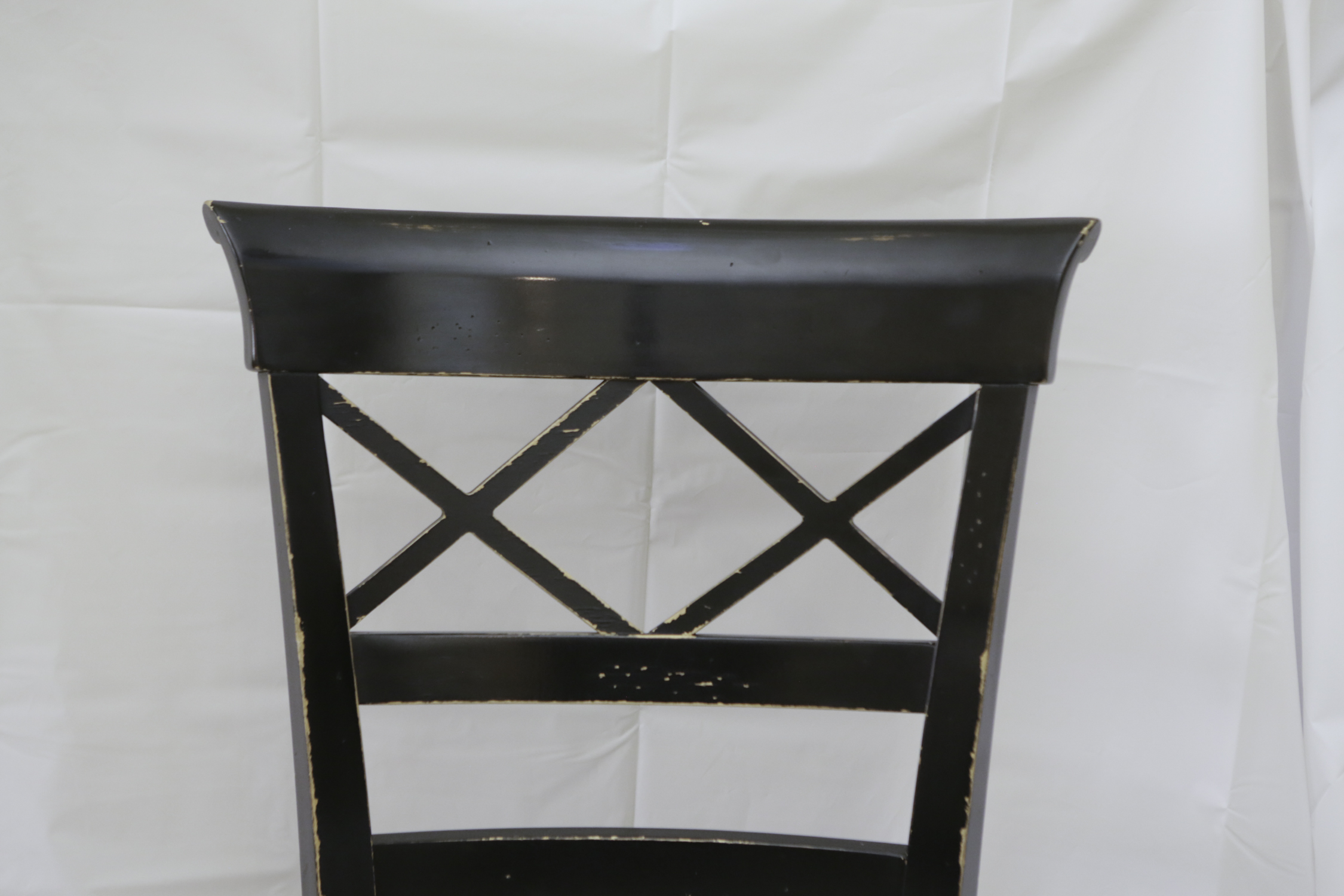 Four Vintage Black Lacquer Regency Style Dining Chairs