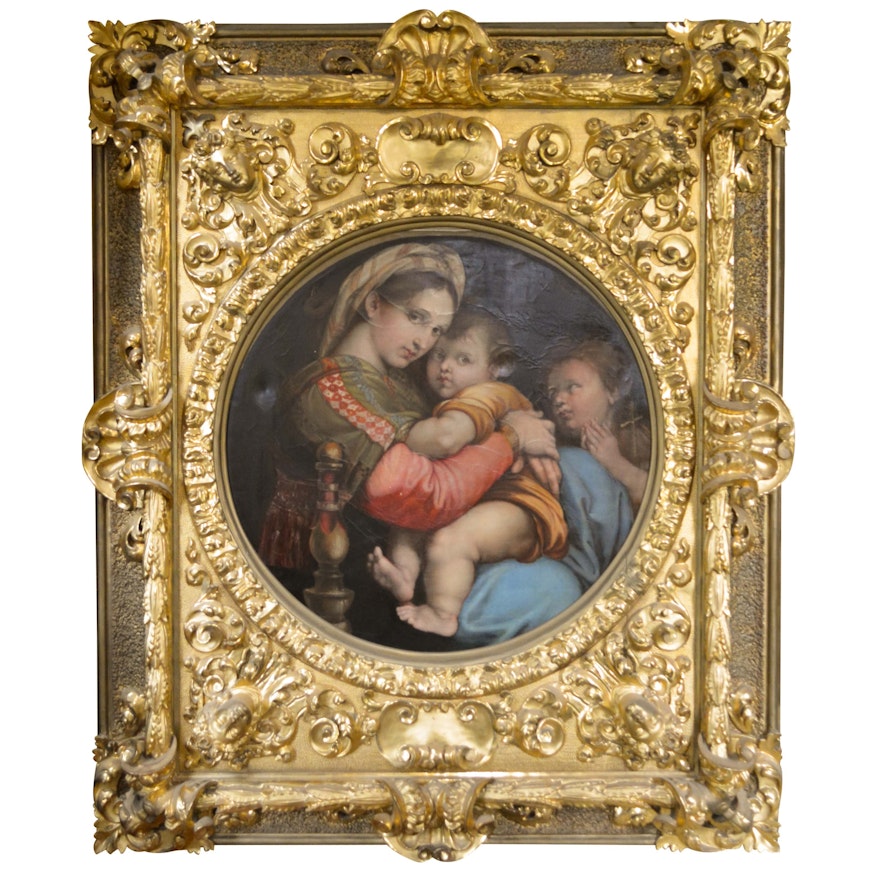Rina Bottai Oil Painting After Raphael "Madonna della Seggiola"