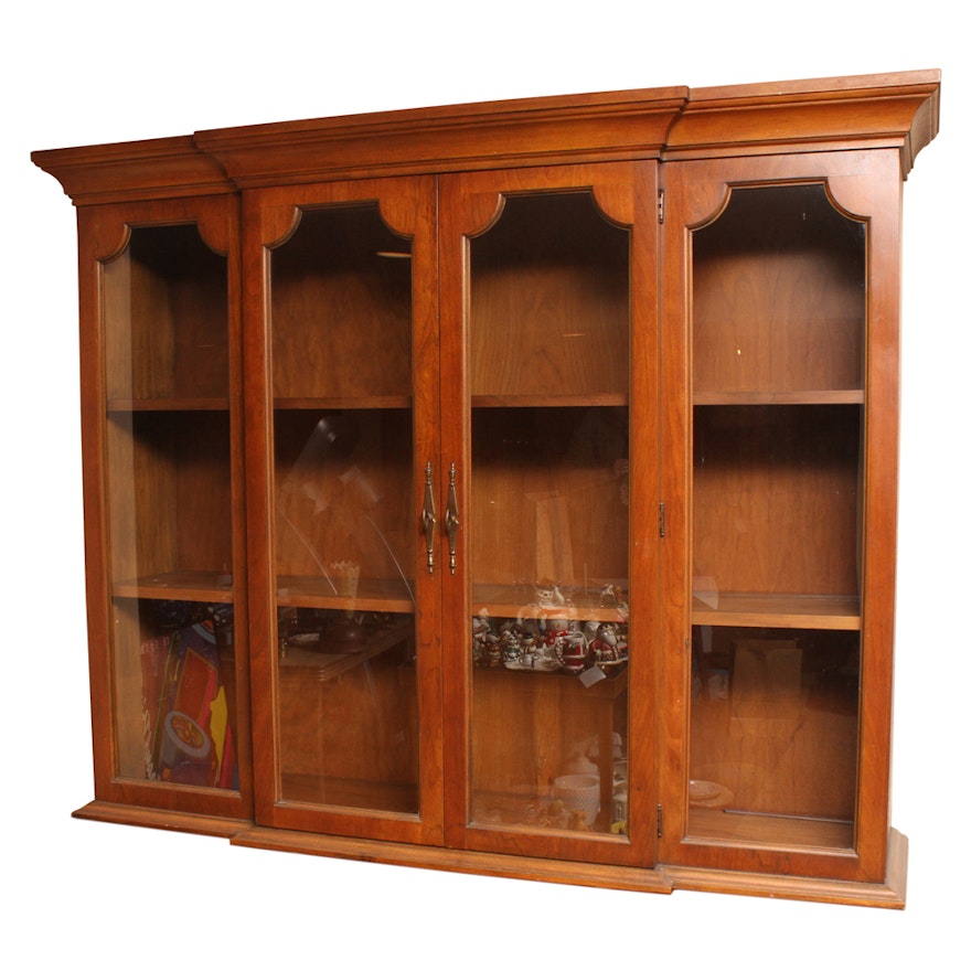 Wood and Glass Breakfront Cabinet