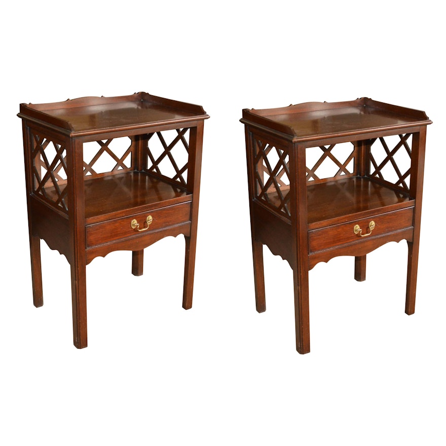 Vintage Chippendale Style Nightstands by Henkel-Harris