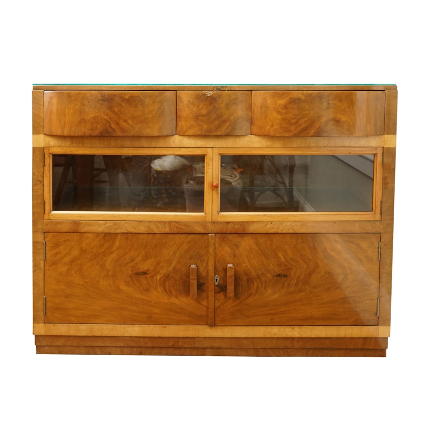 English Art Deco Walnut and Birch Sideboard by M.P. Davis